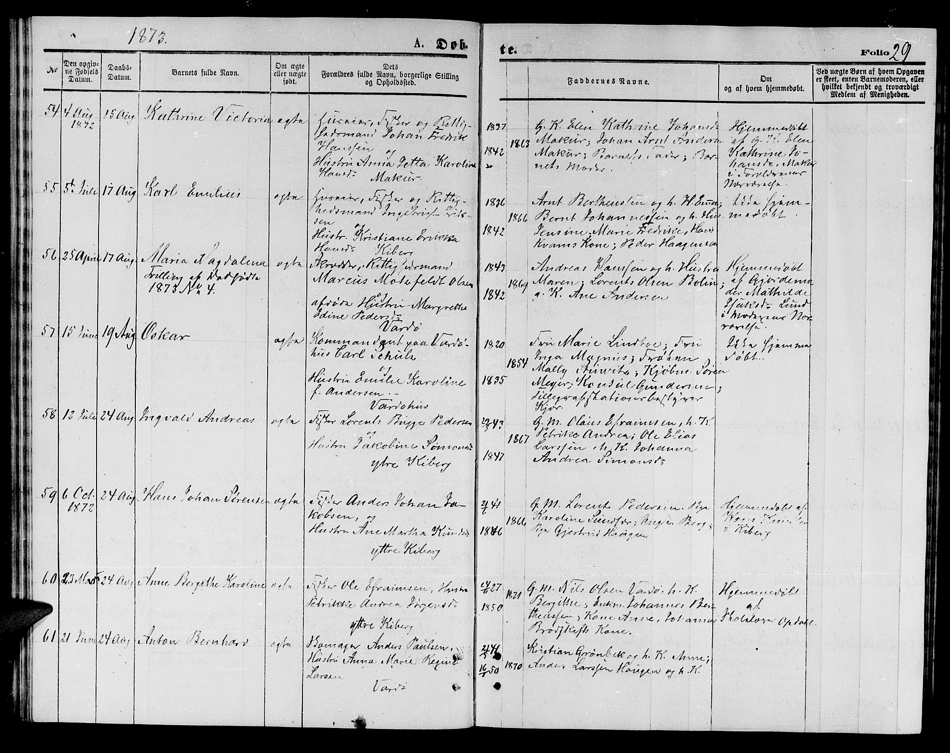 Vardø sokneprestkontor, AV/SATØ-S-1332/H/Hb/L0003klokker: Klokkerbok nr. 3, 1871-1878, s. 29