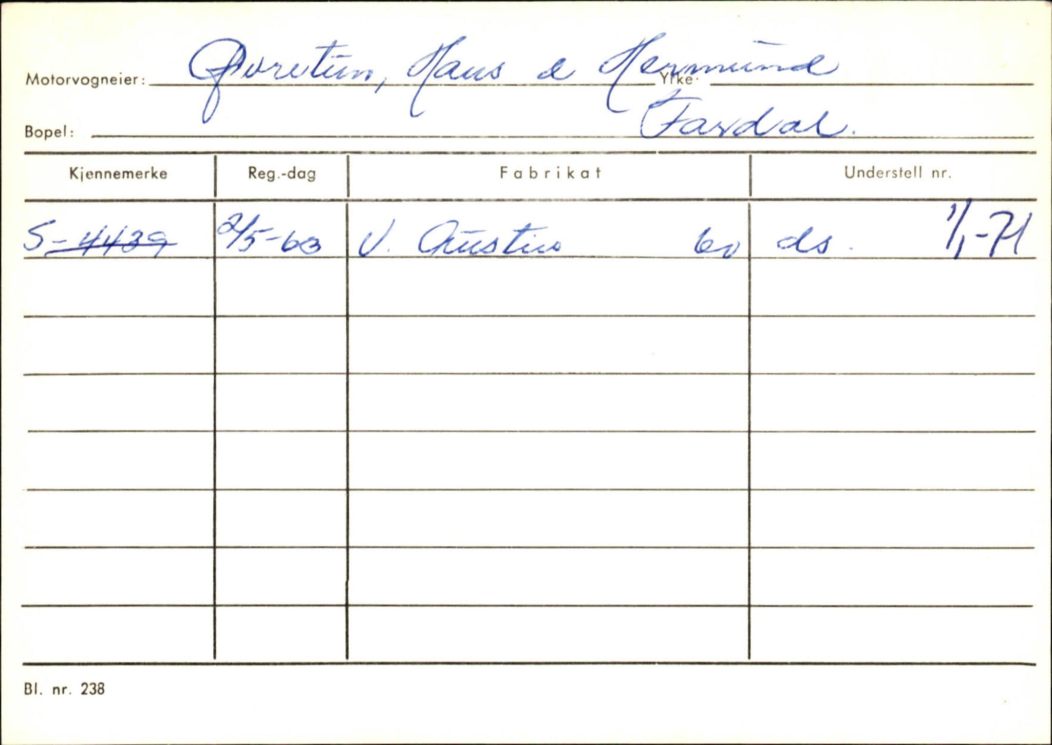 Statens vegvesen, Sogn og Fjordane vegkontor, AV/SAB-A-5301/4/F/L0125: Eigarregister Sogndal V-Å. Aurland A-Å. Fjaler A-N, 1945-1975, s. 278