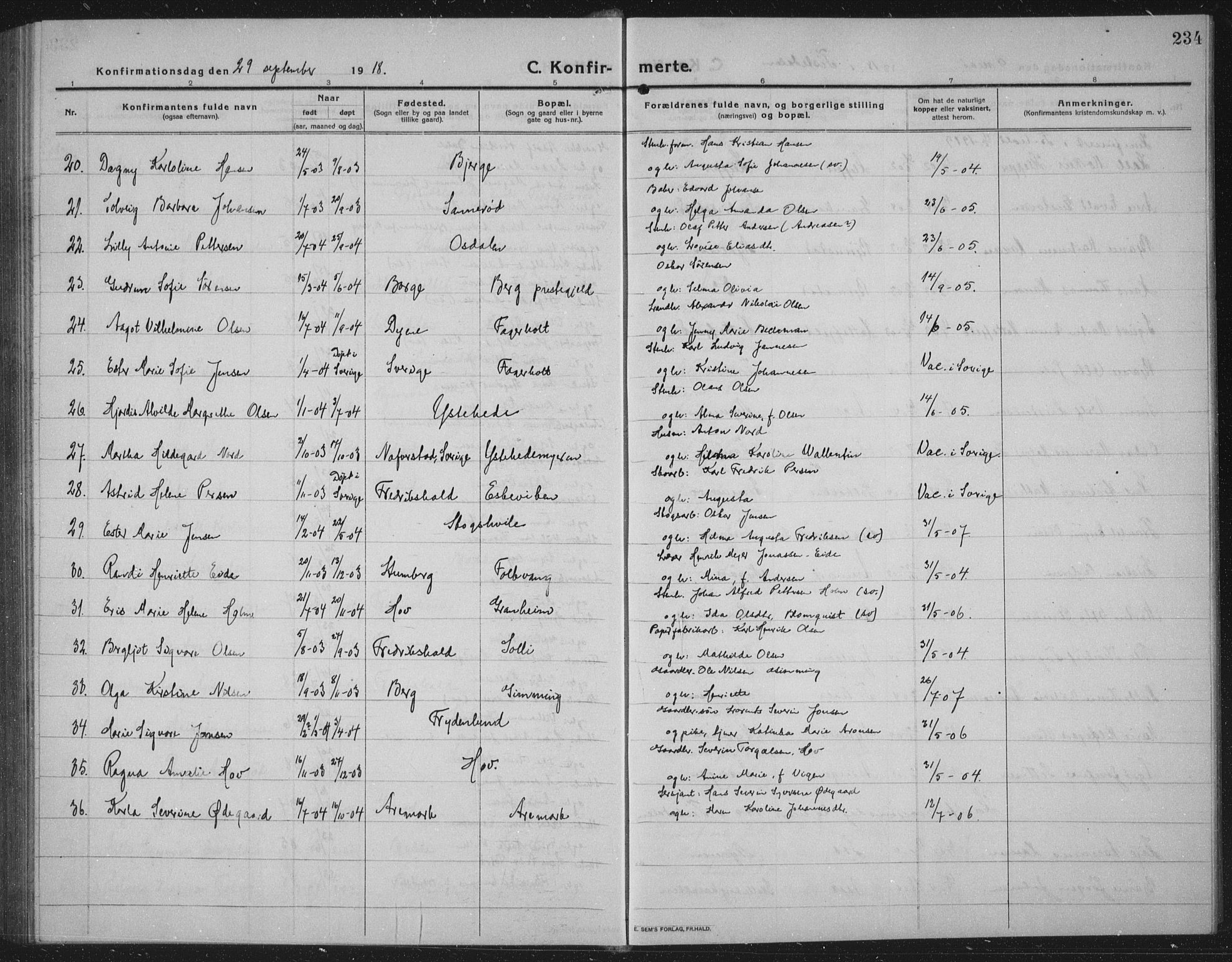 Idd prestekontor Kirkebøker, AV/SAO-A-10911/G/Gb/L0003: Klokkerbok nr. II 3, 1914-1940, s. 234