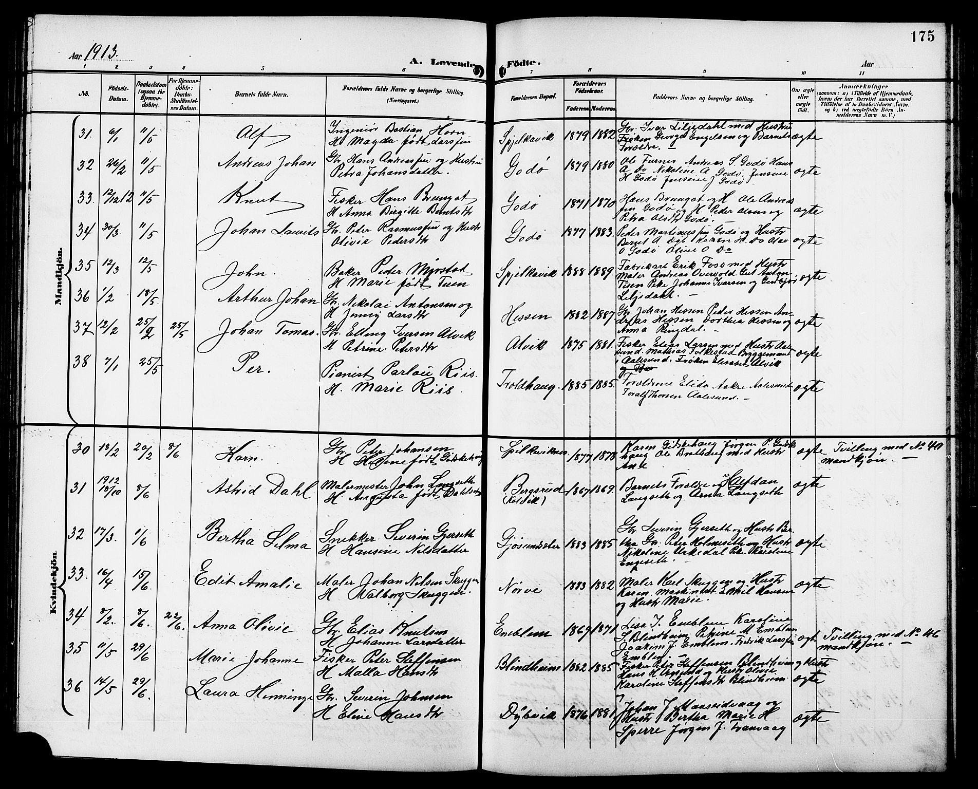 Ministerialprotokoller, klokkerbøker og fødselsregistre - Møre og Romsdal, AV/SAT-A-1454/528/L0432: Klokkerbok nr. 528C13, 1898-1918, s. 175