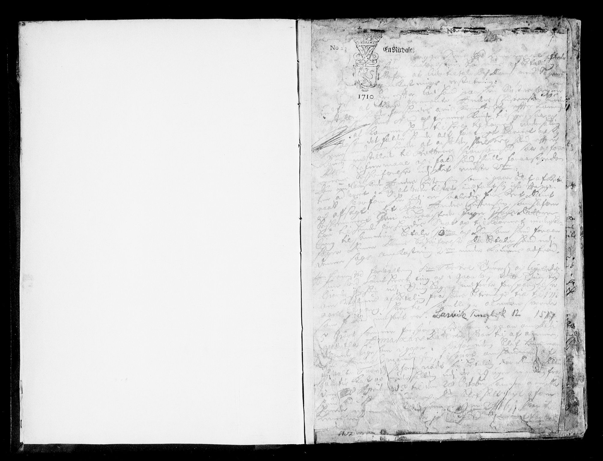Larvik sorenskriveri, SAKO/A-83/F/Fa/L0012: Tingbok, 1710-1714, s. 1