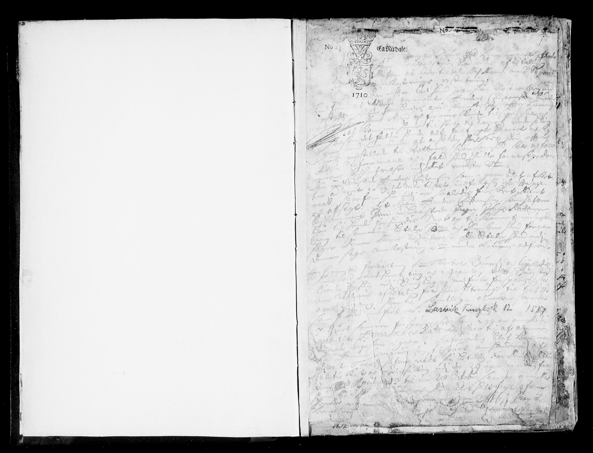 Larvik sorenskriveri, AV/SAKO-A-83/F/Fa/L0012: Tingbok, 1710-1714, s. 1