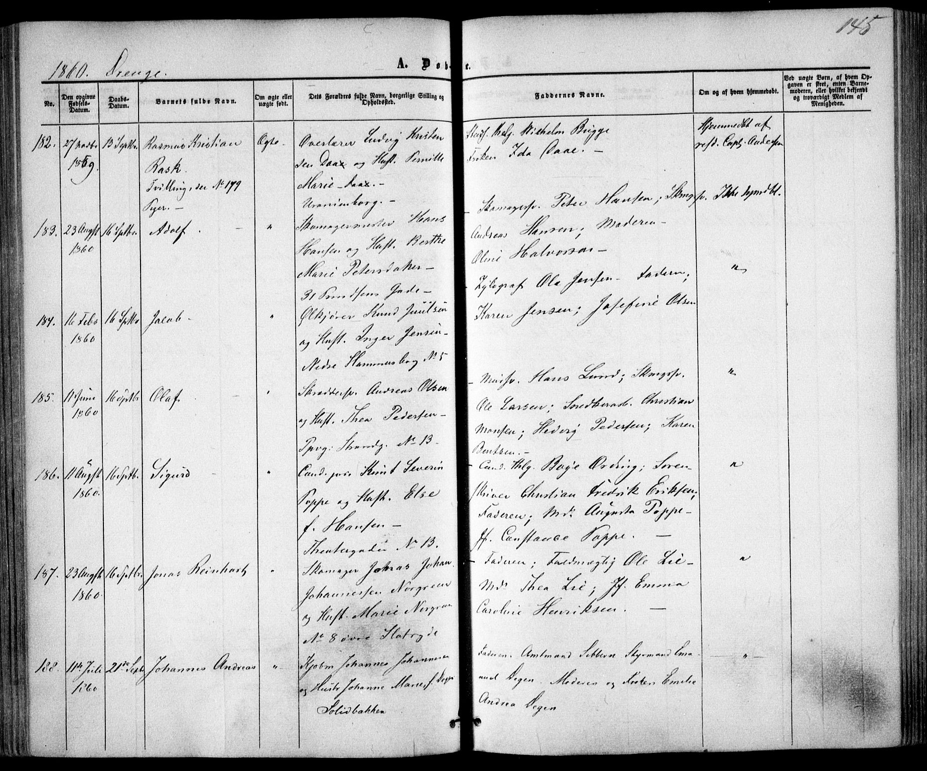 Trefoldighet prestekontor Kirkebøker, AV/SAO-A-10882/F/Fa/L0001: Ministerialbok nr. I 1, 1858-1863, s. 145