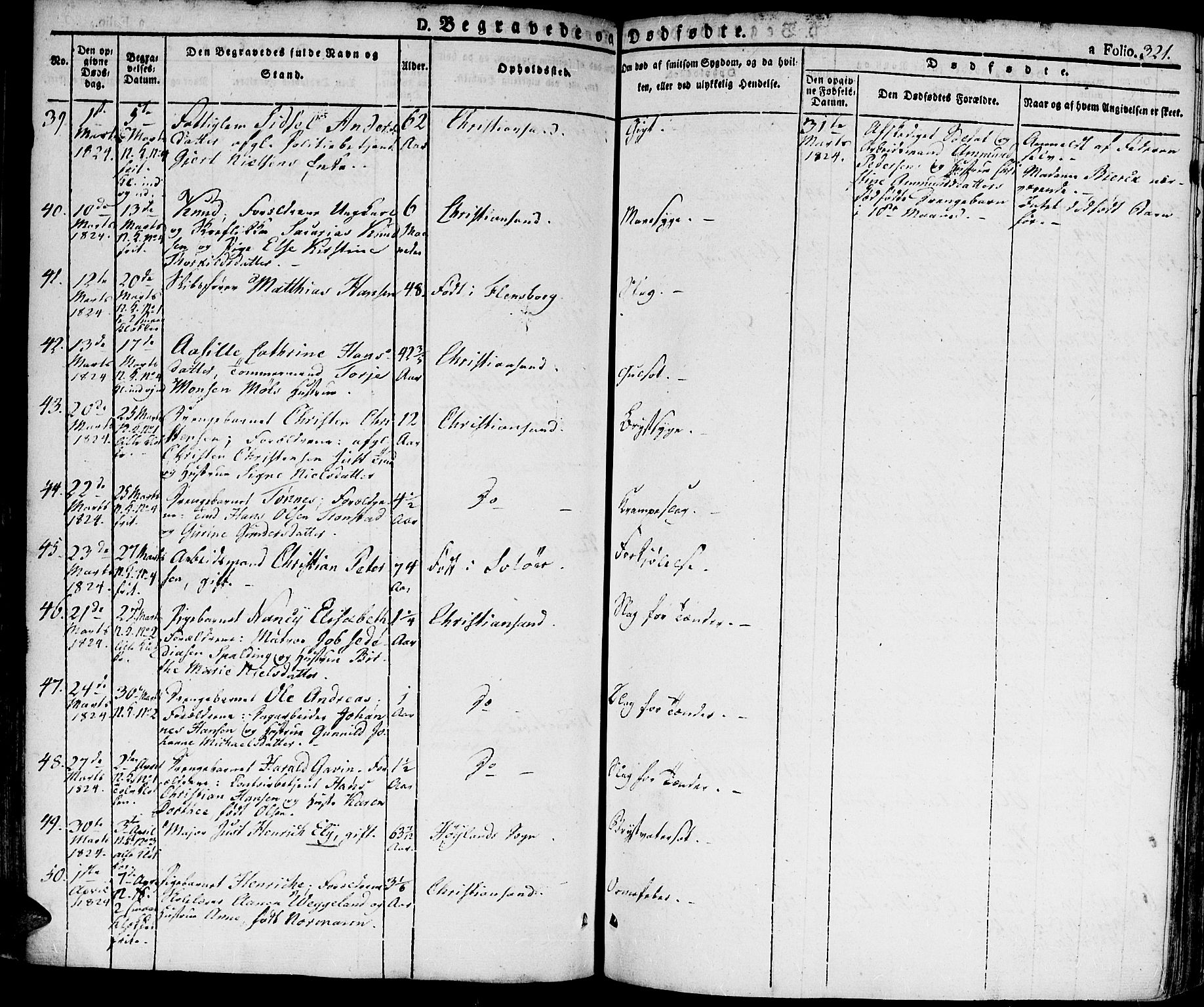 Kristiansand domprosti, AV/SAK-1112-0006/F/Fa/L0009: Ministerialbok nr. A 9, 1821-1827, s. 321