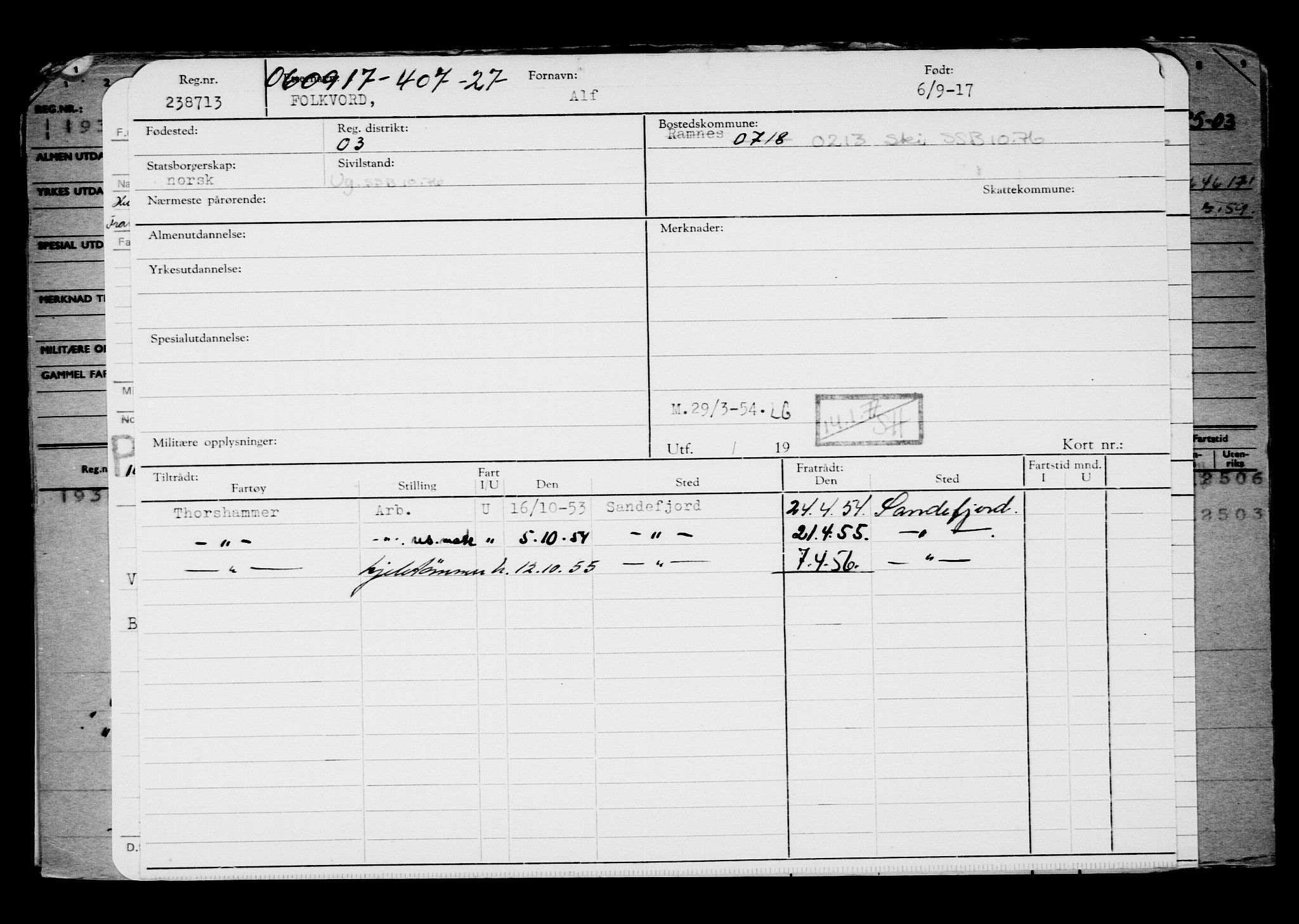 Direktoratet for sjømenn, AV/RA-S-3545/G/Gb/L0151: Hovedkort, 1917, s. 463