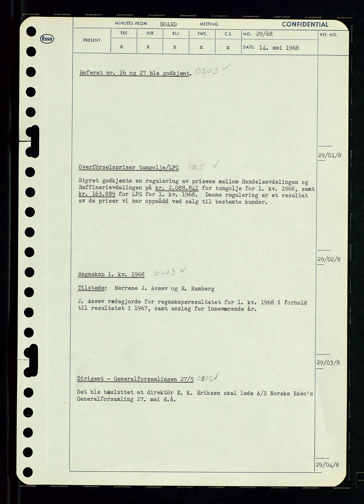 Pa 0982 - Esso Norge A/S, AV/SAST-A-100448/A/Aa/L0002/0004: Den administrerende direksjon Board minutes (styrereferater) / Den administrerende direksjon Board minutes (styrereferater), 1968, s. 48