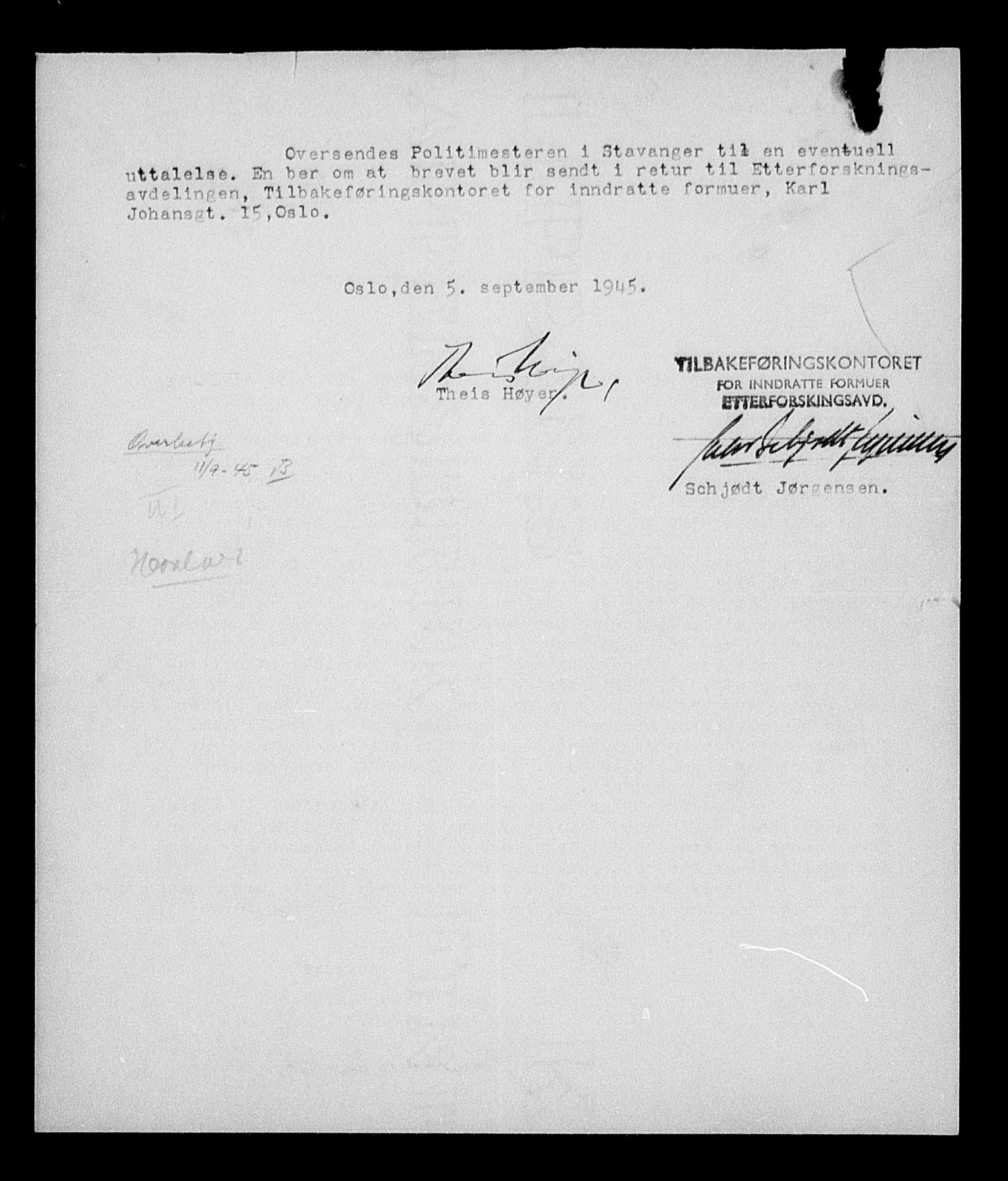 Justisdepartementet, Tilbakeføringskontoret for inndratte formuer, AV/RA-S-1564/H/Hc/Hcc/L0963: --, 1945-1947, s. 33