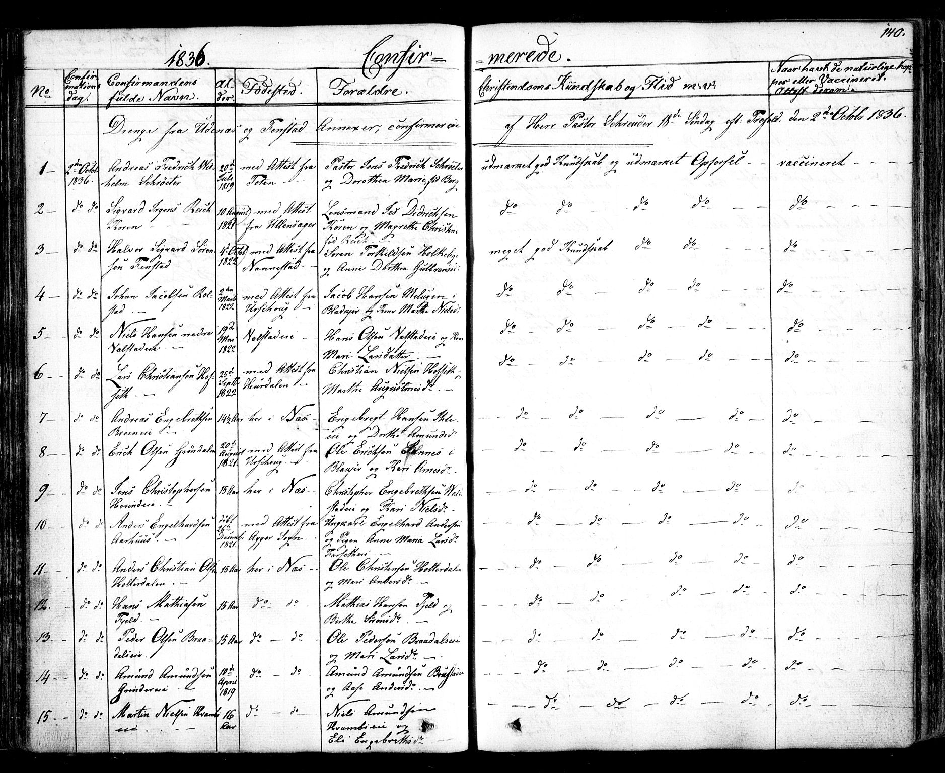 Nes prestekontor Kirkebøker, AV/SAO-A-10410/F/Fa/L0006: Ministerialbok nr. I 6, 1833-1845, s. 140