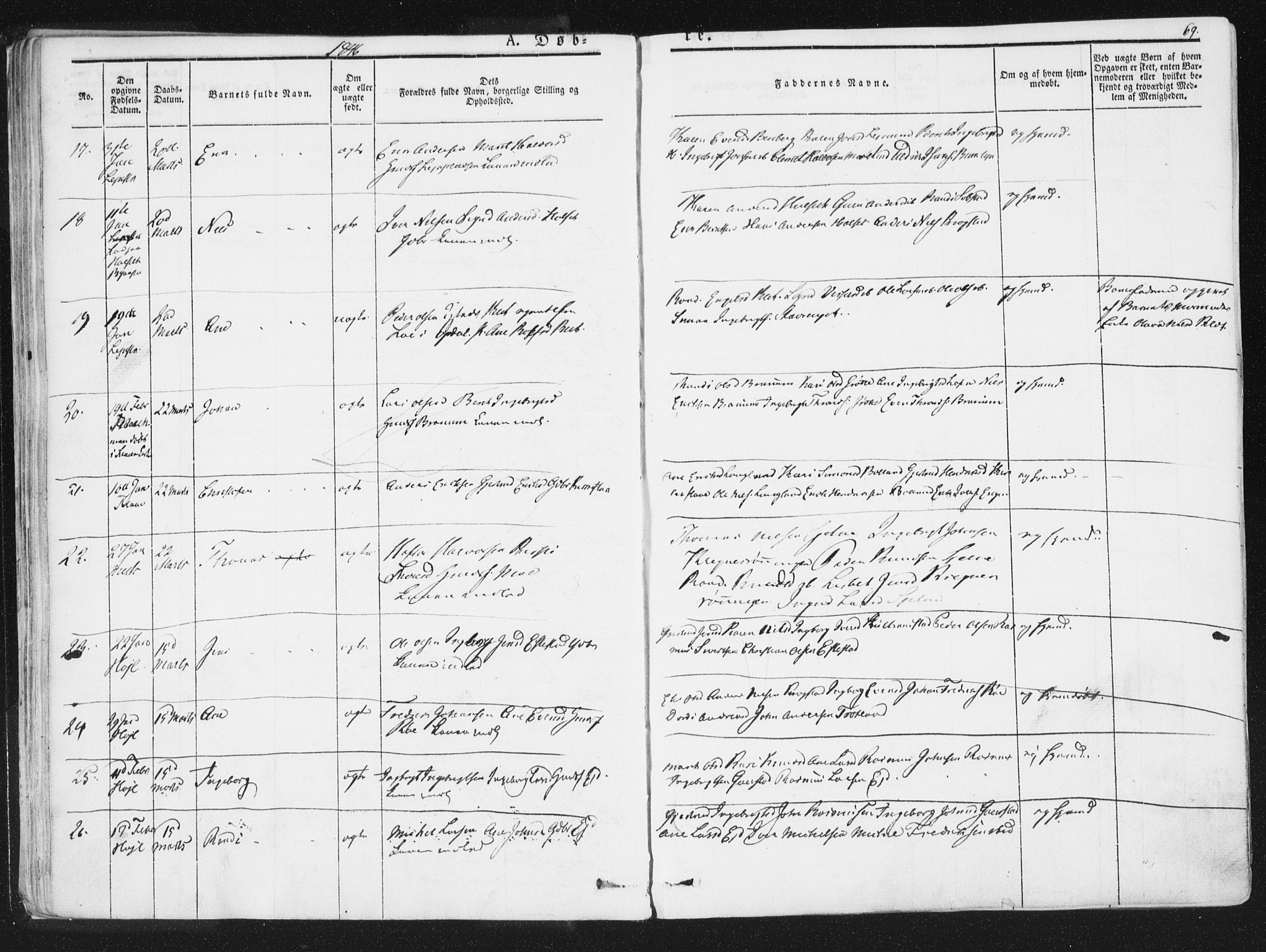 Ministerialprotokoller, klokkerbøker og fødselsregistre - Sør-Trøndelag, SAT/A-1456/691/L1074: Ministerialbok nr. 691A06, 1842-1852, s. 69