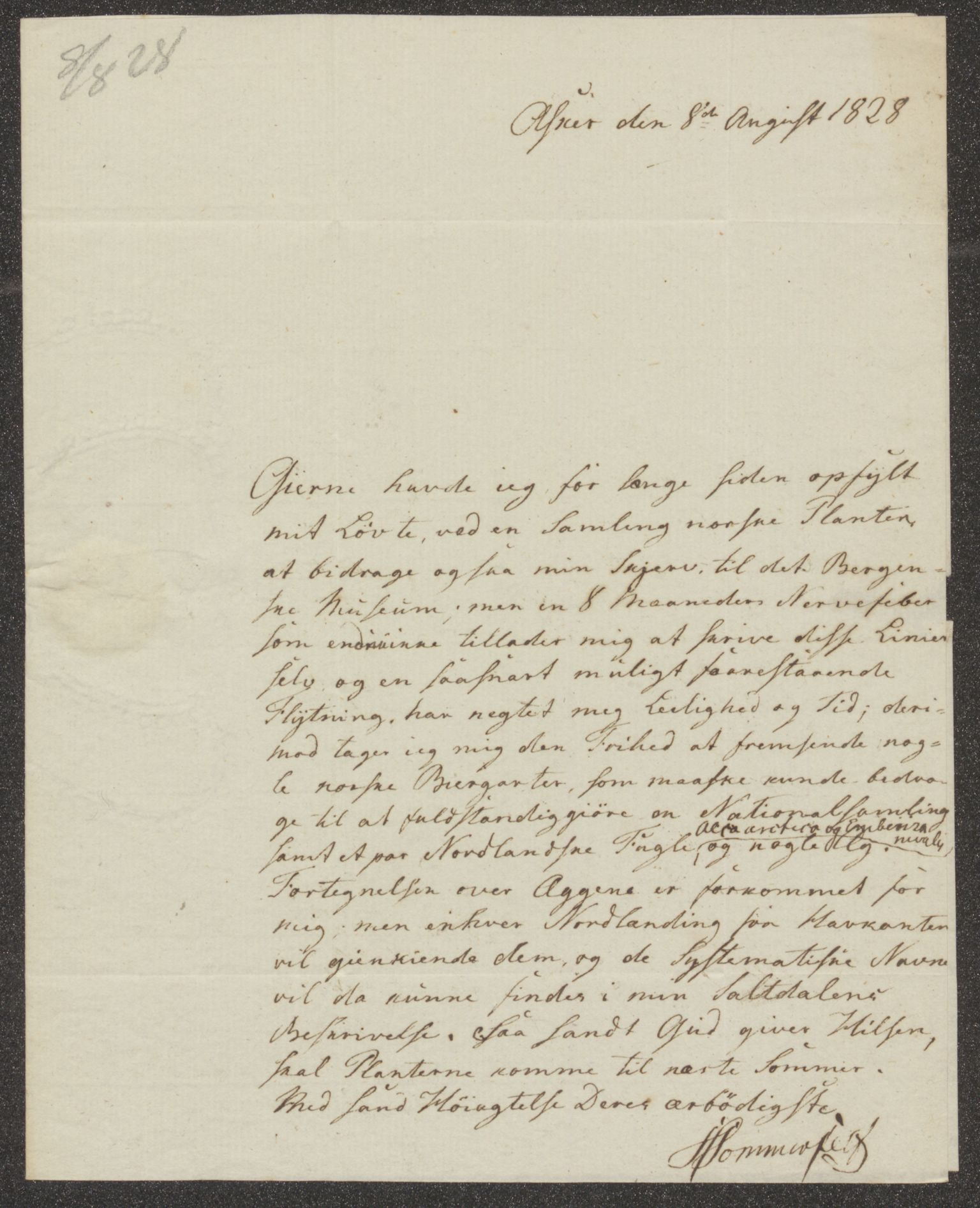 Bergens Museum, UMB/A007/D/Da/L0003/0002: Innkommende brev 1828 / Innkommende brev 1828, 1828