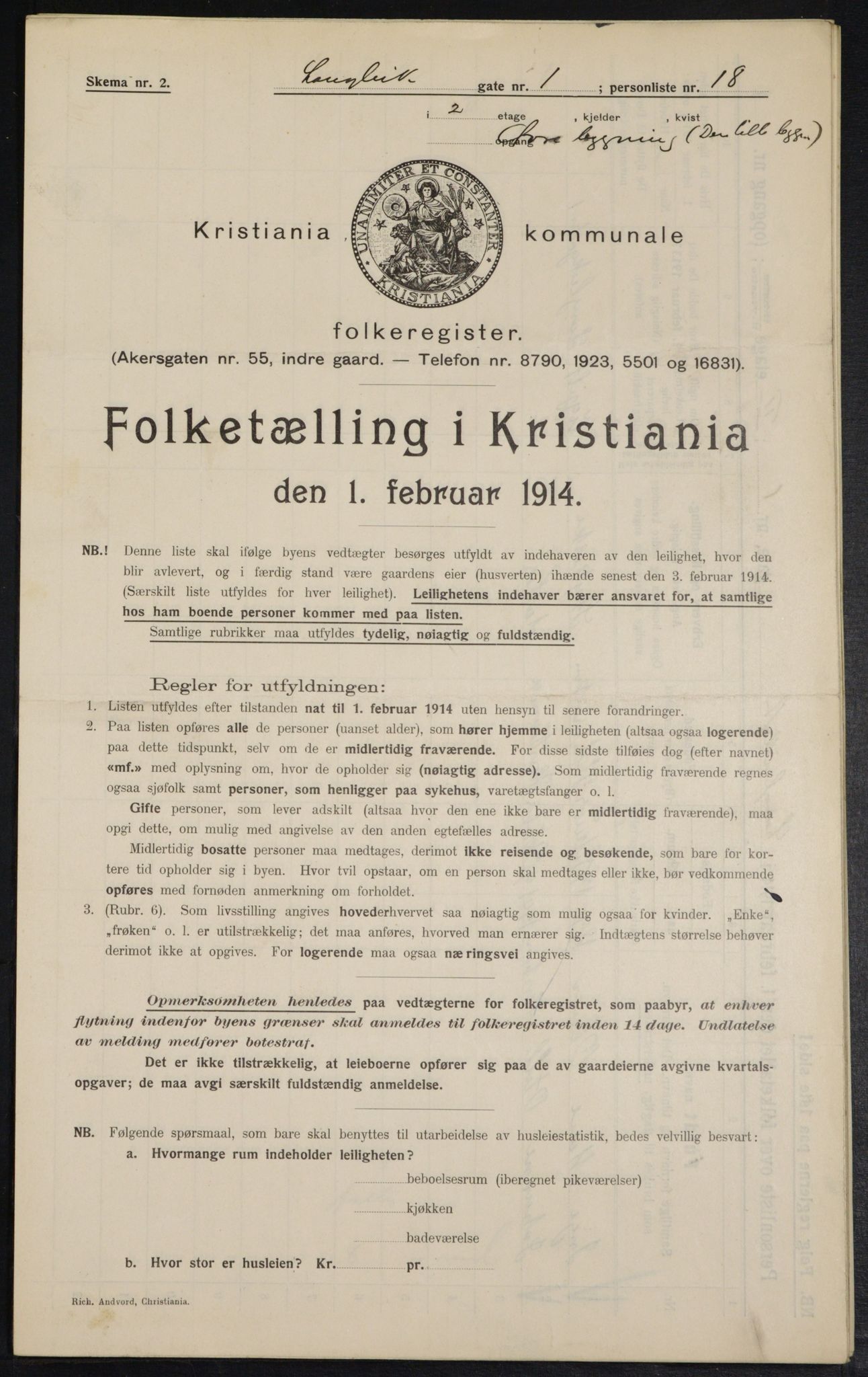 OBA, Kommunal folketelling 1.2.1914 for Kristiania, 1914, s. 56840