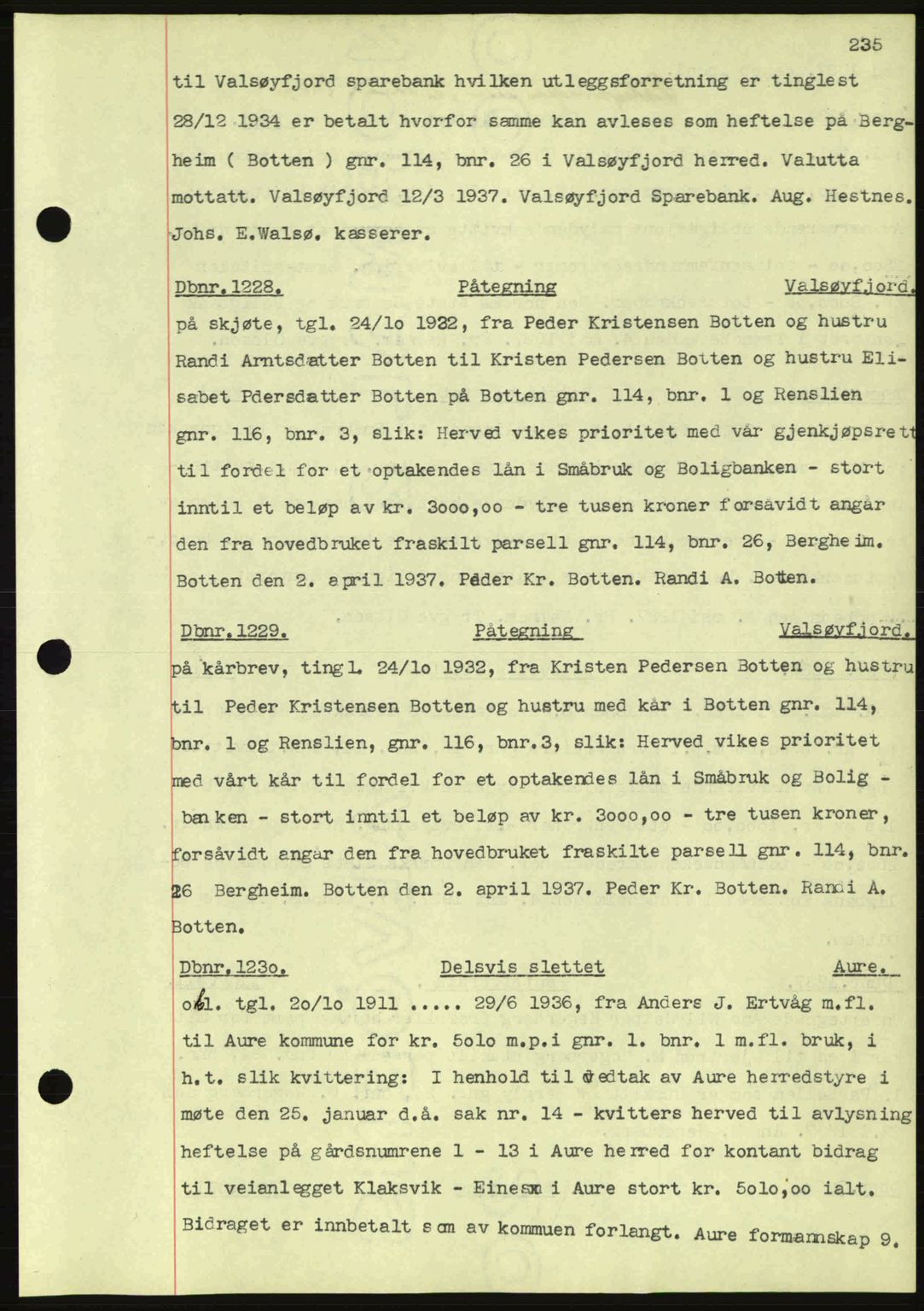 Nordmøre sorenskriveri, SAT/A-4132/1/2/2Ca: Pantebok nr. C80, 1936-1939, Dagboknr: 1228/1937