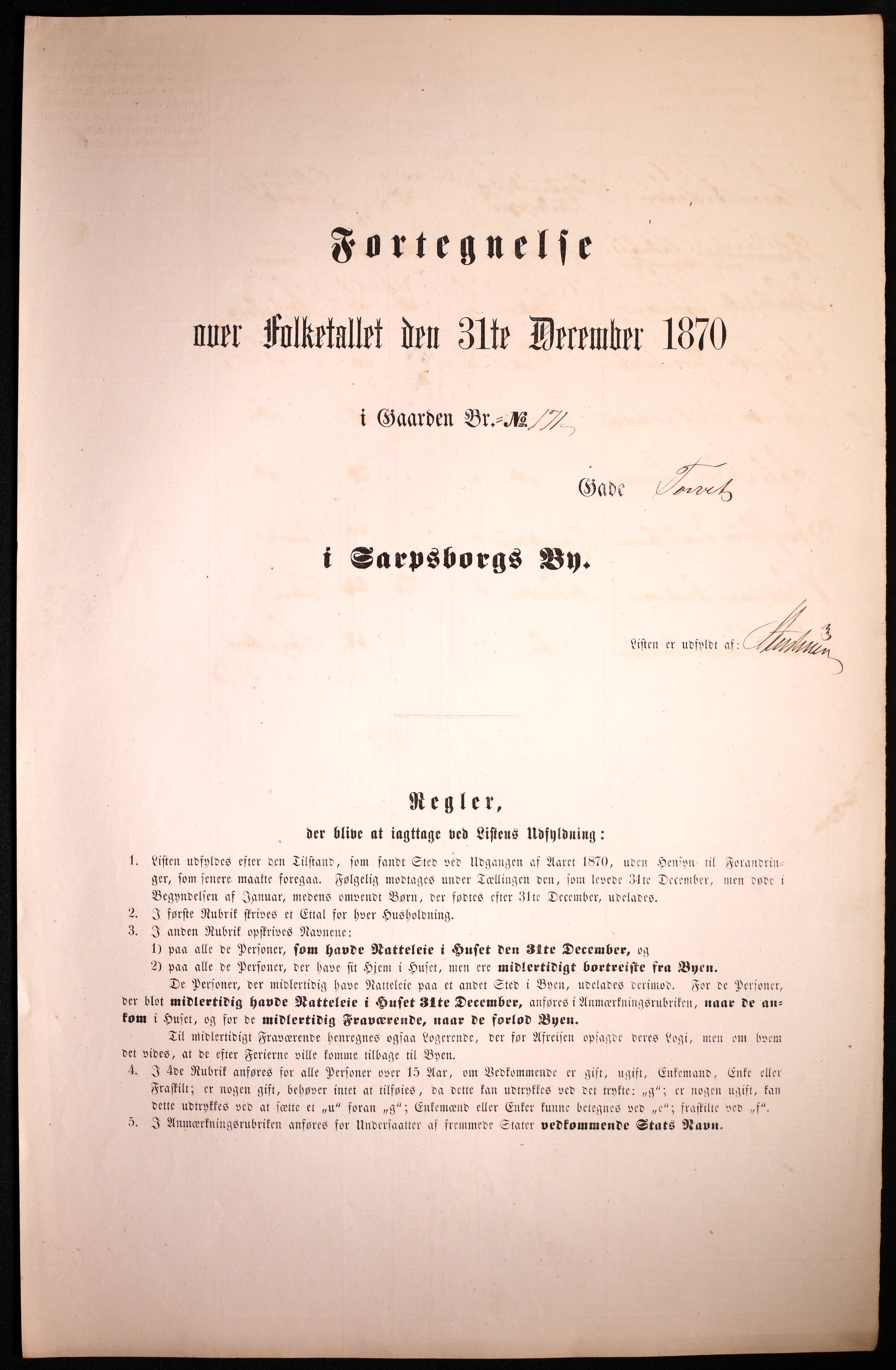 RA, Folketelling 1870 for 0102 Sarpsborg kjøpstad, 1870, s. 551