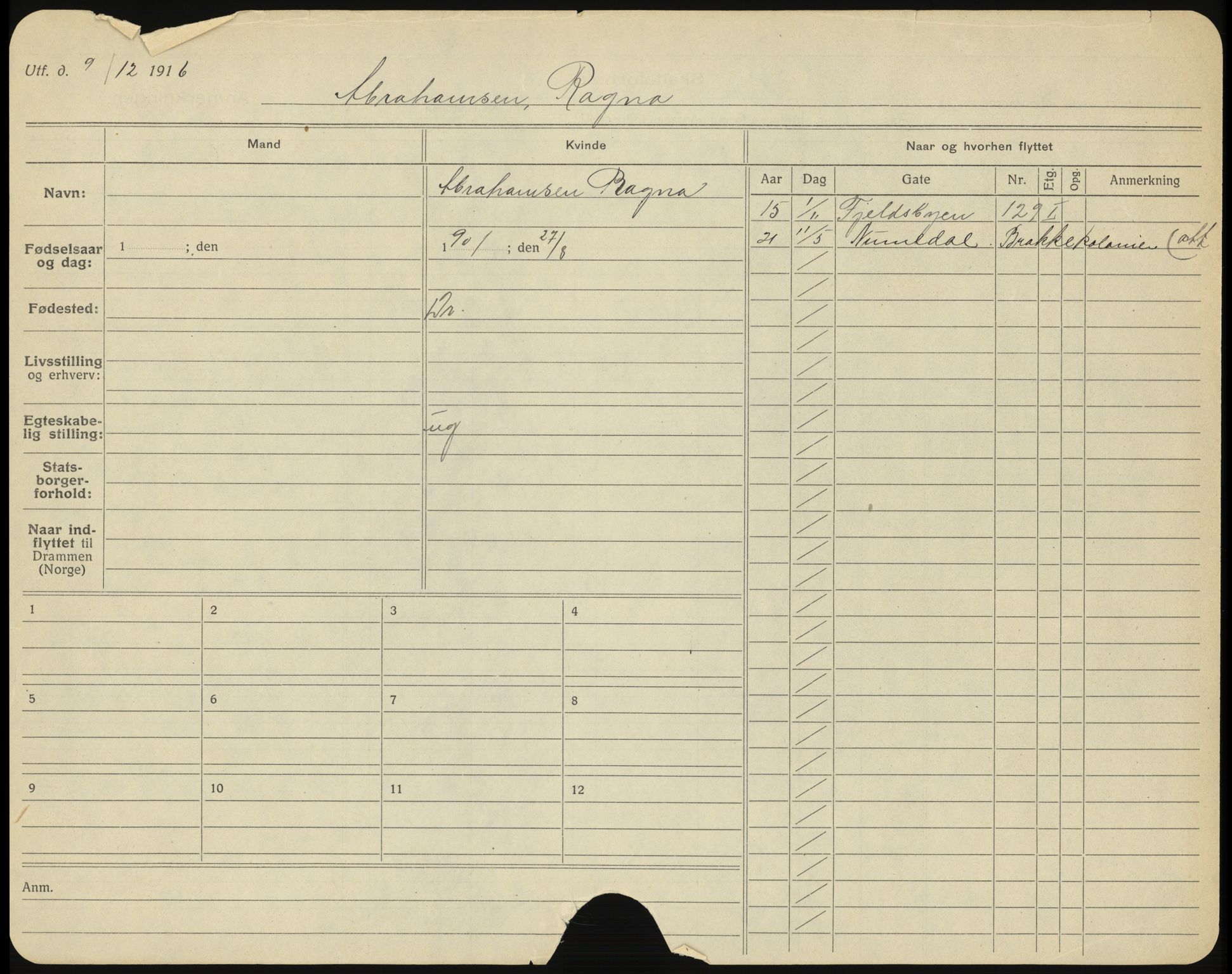 Drammen folkeregister, AV/SAKO-A-136/G/Ga/L0008: Utflyttede, 1921