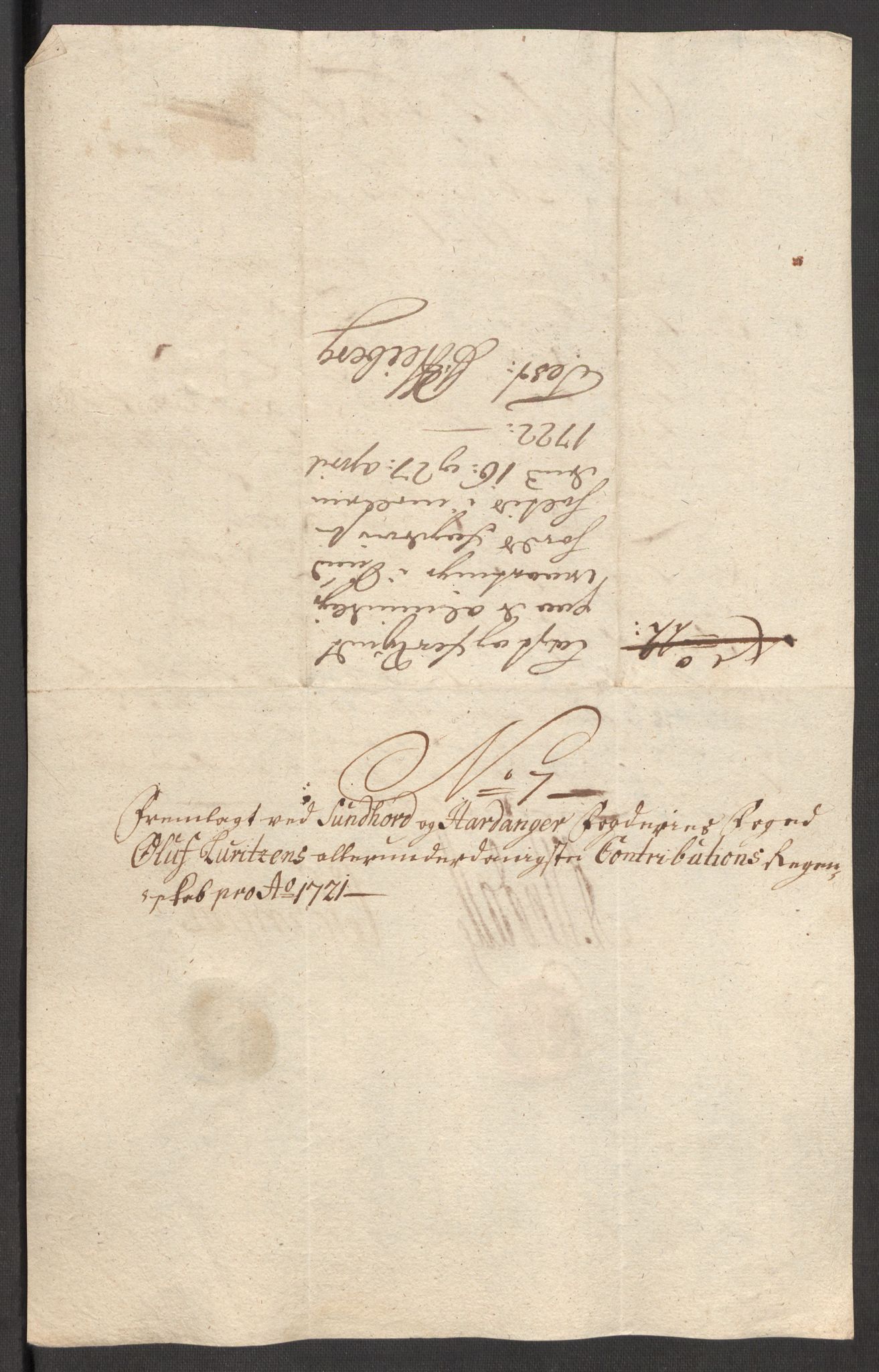 Rentekammeret inntil 1814, Reviderte regnskaper, Fogderegnskap, AV/RA-EA-4092/R48/L3000: Fogderegnskap Sunnhordland og Hardanger, 1721, s. 104