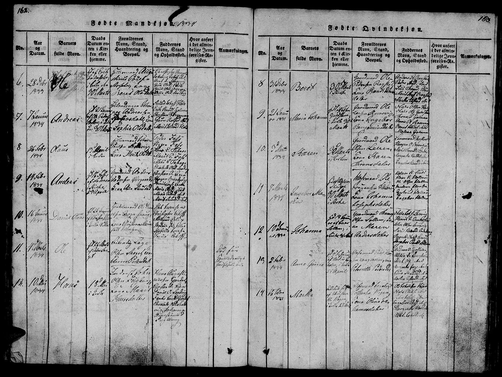 Ministerialprotokoller, klokkerbøker og fødselsregistre - Møre og Romsdal, AV/SAT-A-1454/581/L0933: Ministerialbok nr. 581A03 /1, 1819-1836, s. 162-163