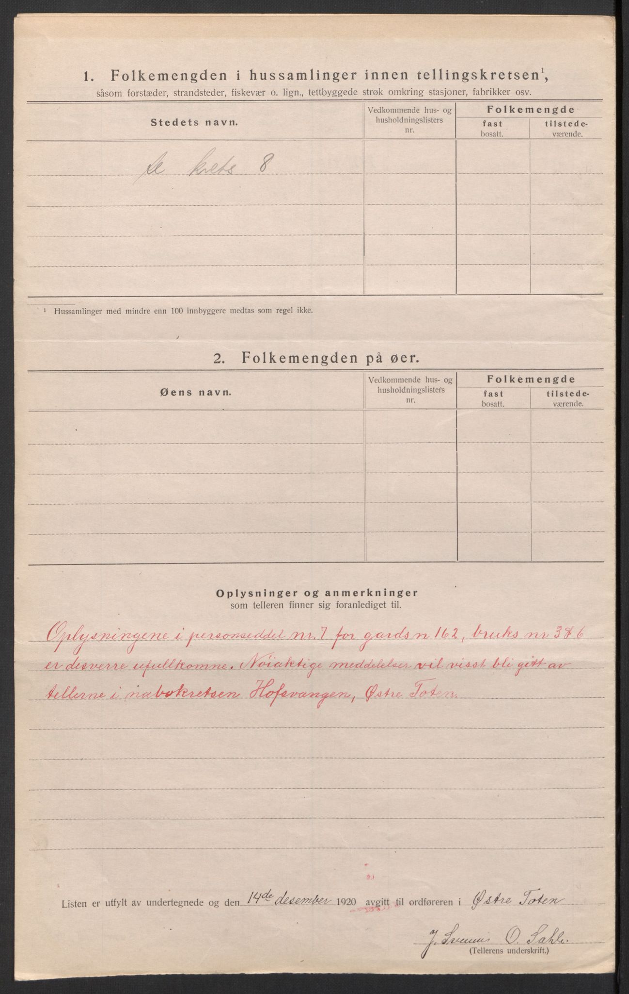 SAH, Folketelling 1920 for 0528 Østre Toten herred, 1920, s. 51