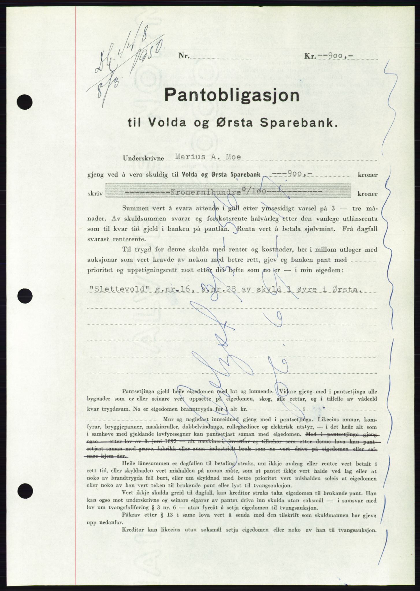 Søre Sunnmøre sorenskriveri, SAT/A-4122/1/2/2C/L0118: Pantebok nr. 6B, 1949-1950, Dagboknr: 448/1950