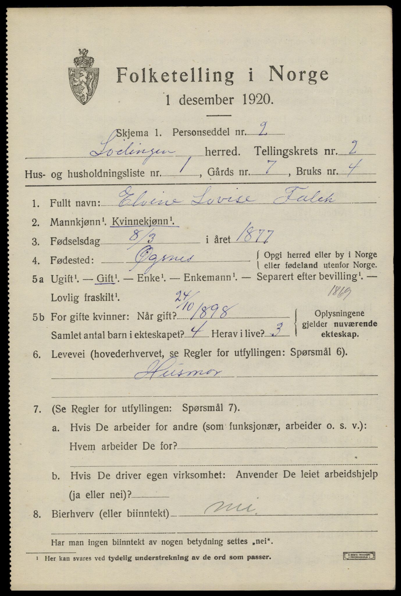 SAT, Folketelling 1920 for 1851 Lødingen herred, 1920, s. 1591