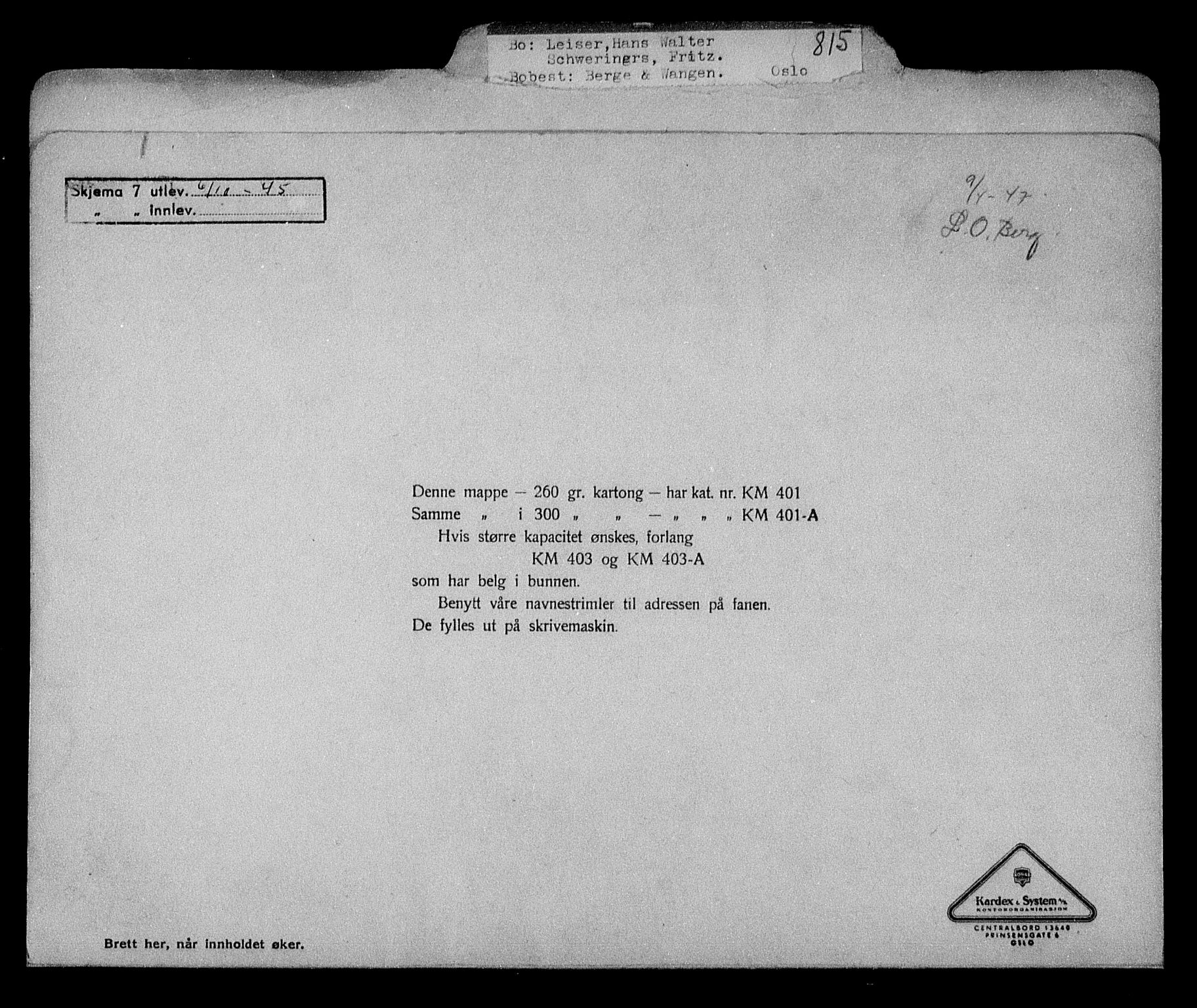 Justisdepartementet, Tilbakeføringskontoret for inndratte formuer, AV/RA-S-1564/H/Hc/Hcc/L0956: --, 1945-1947, s. 5