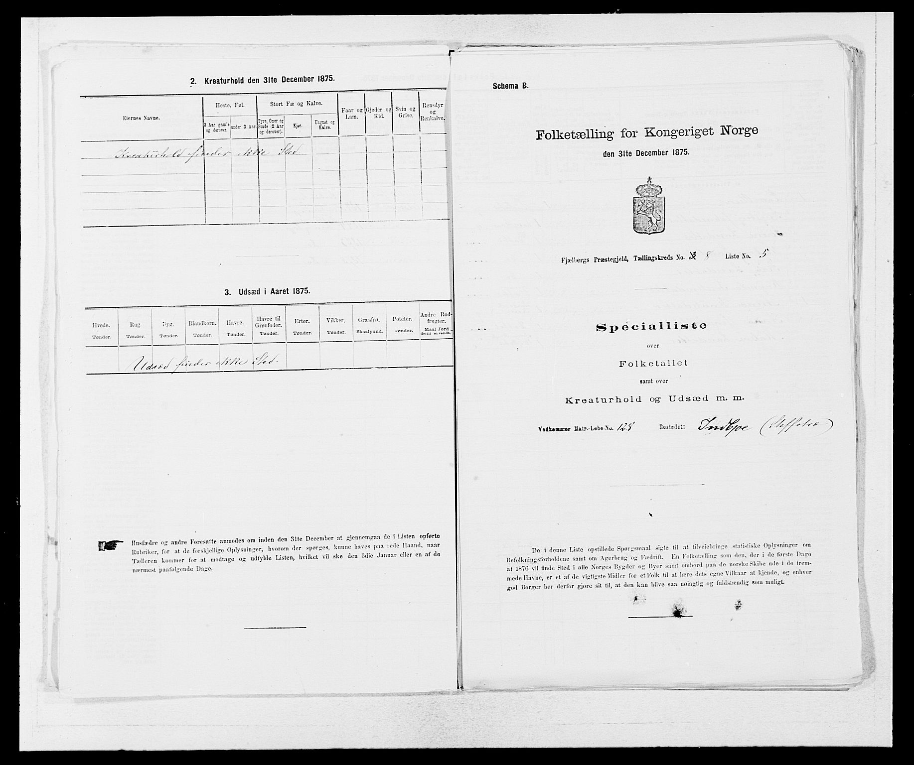 SAB, Folketelling 1875 for 1213P Fjelberg prestegjeld, 1875, s. 820