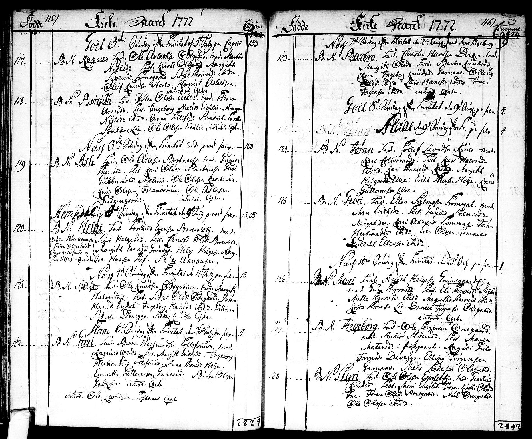 Nes kirkebøker, SAKO/A-236/F/Fa/L0004: Ministerialbok nr. 4, 1764-1786, s. 115-116