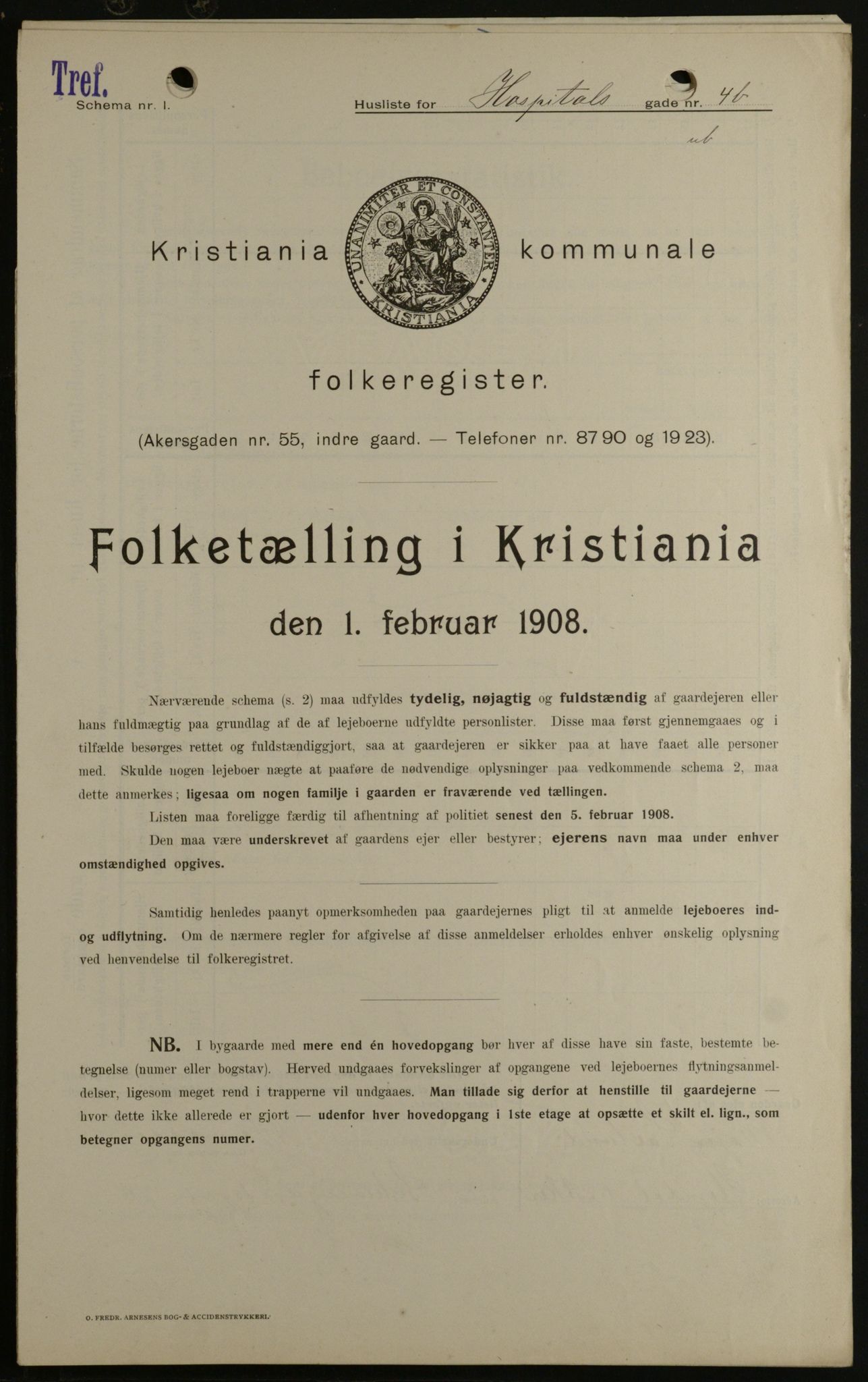 OBA, Kommunal folketelling 1.2.1908 for Kristiania kjøpstad, 1908, s. 37276