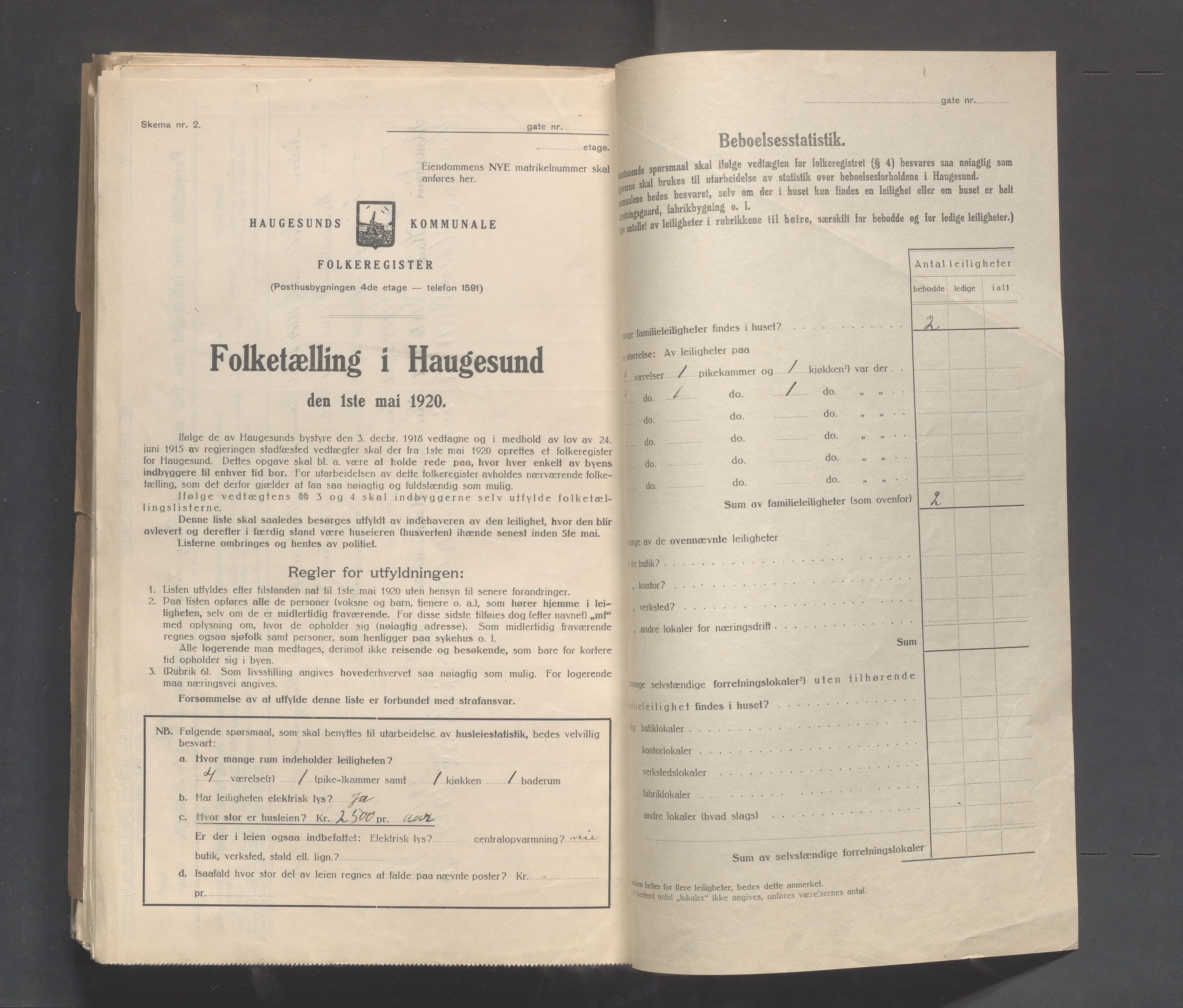 IKAR, Kommunal folketelling 1.5.1920 for Haugesund, 1920, s. 2842