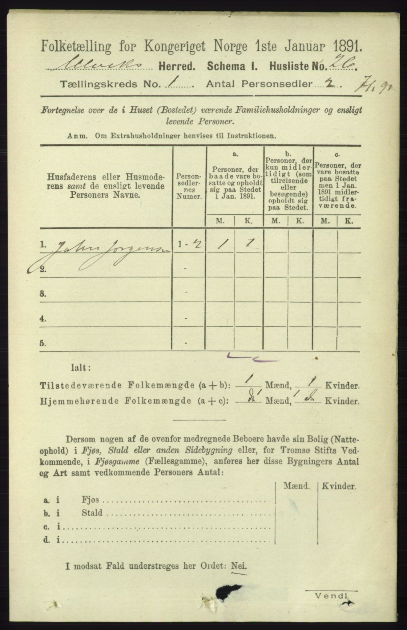 RA, Folketelling 1891 for 1233 Ulvik herred, 1891, s. 66