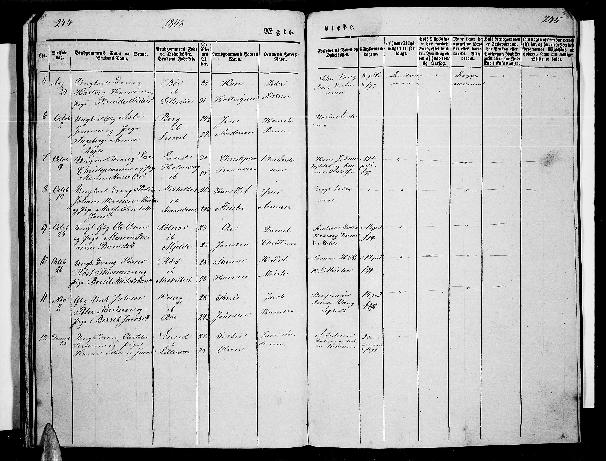 Ministerialprotokoller, klokkerbøker og fødselsregistre - Nordland, SAT/A-1459/855/L0813: Klokkerbok nr. 855C02, 1836-1850, s. 244-245