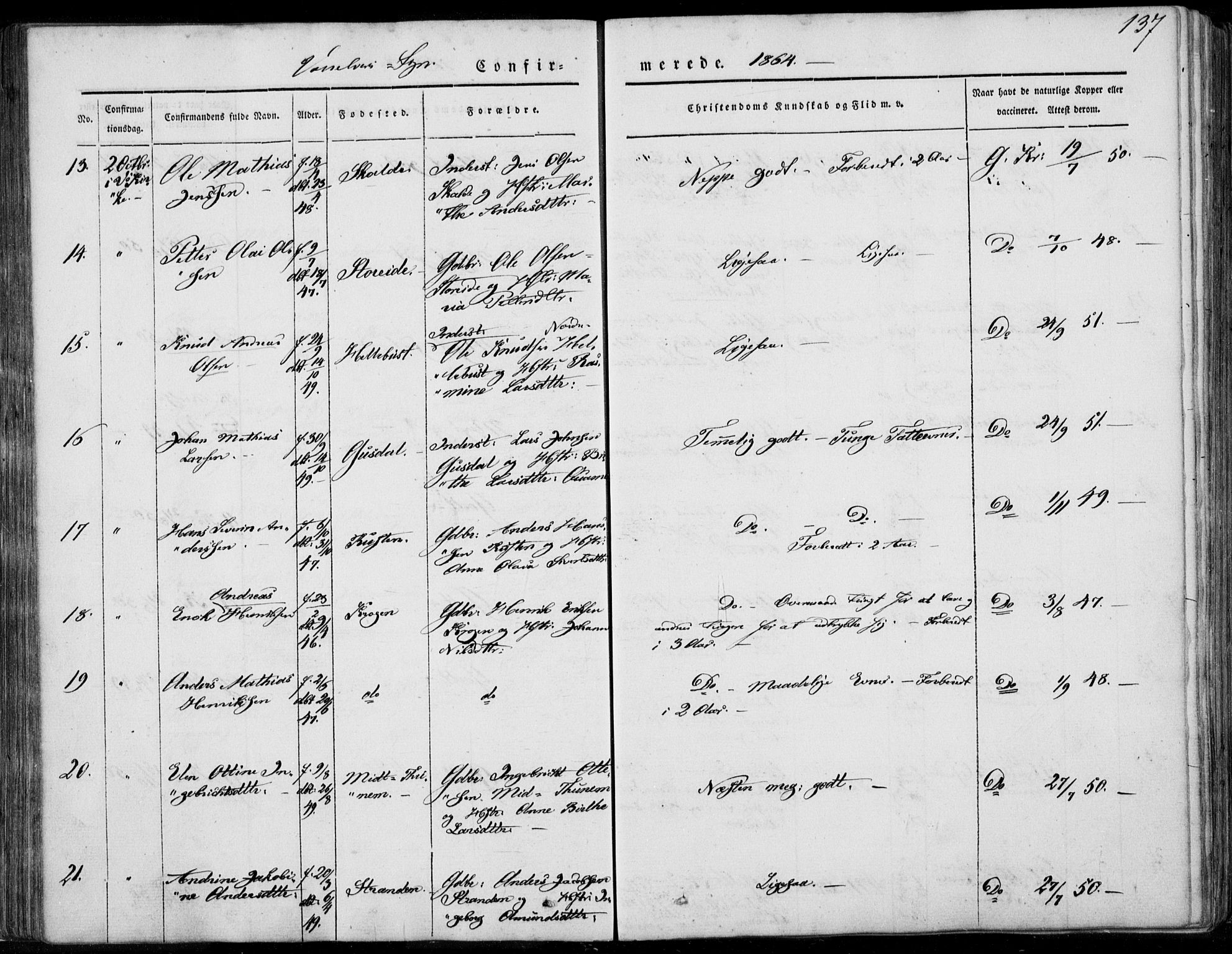 Ministerialprotokoller, klokkerbøker og fødselsregistre - Møre og Romsdal, AV/SAT-A-1454/501/L0006: Ministerialbok nr. 501A06, 1844-1868, s. 137