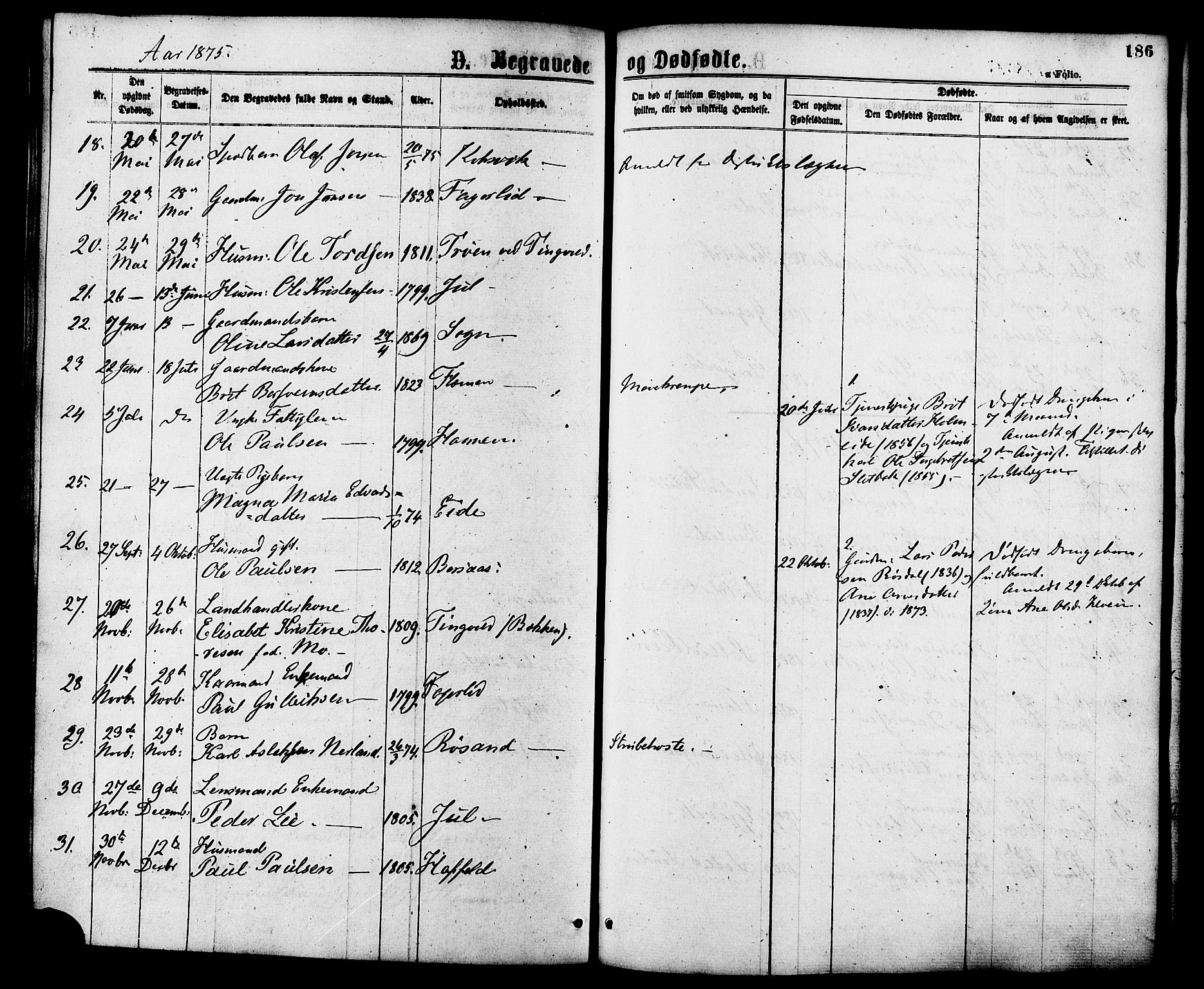 Ministerialprotokoller, klokkerbøker og fødselsregistre - Møre og Romsdal, AV/SAT-A-1454/586/L0986: Ministerialbok nr. 586A12, 1867-1878, s. 186