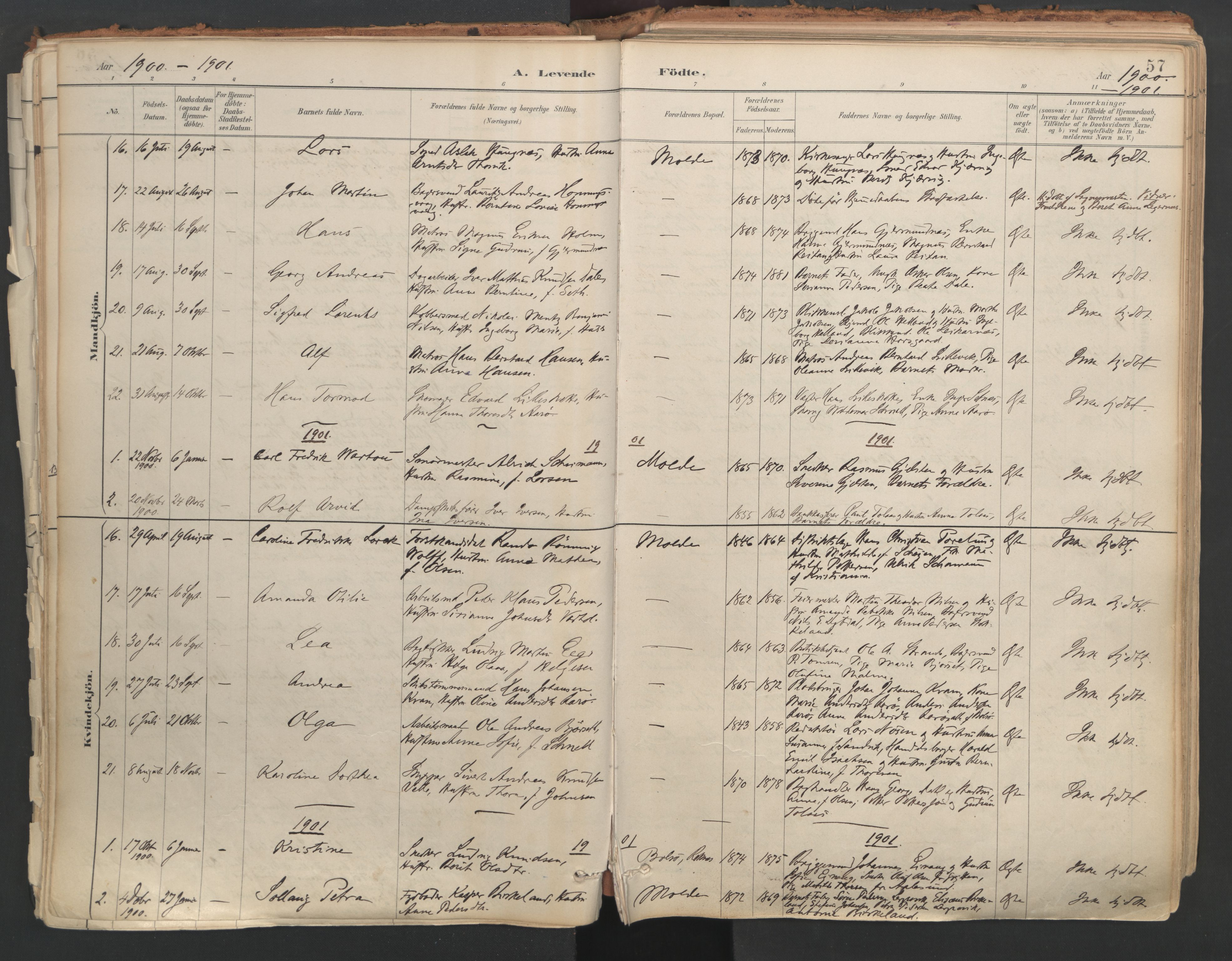 Ministerialprotokoller, klokkerbøker og fødselsregistre - Møre og Romsdal, AV/SAT-A-1454/558/L0692: Ministerialbok nr. 558A06, 1887-1971, s. 57