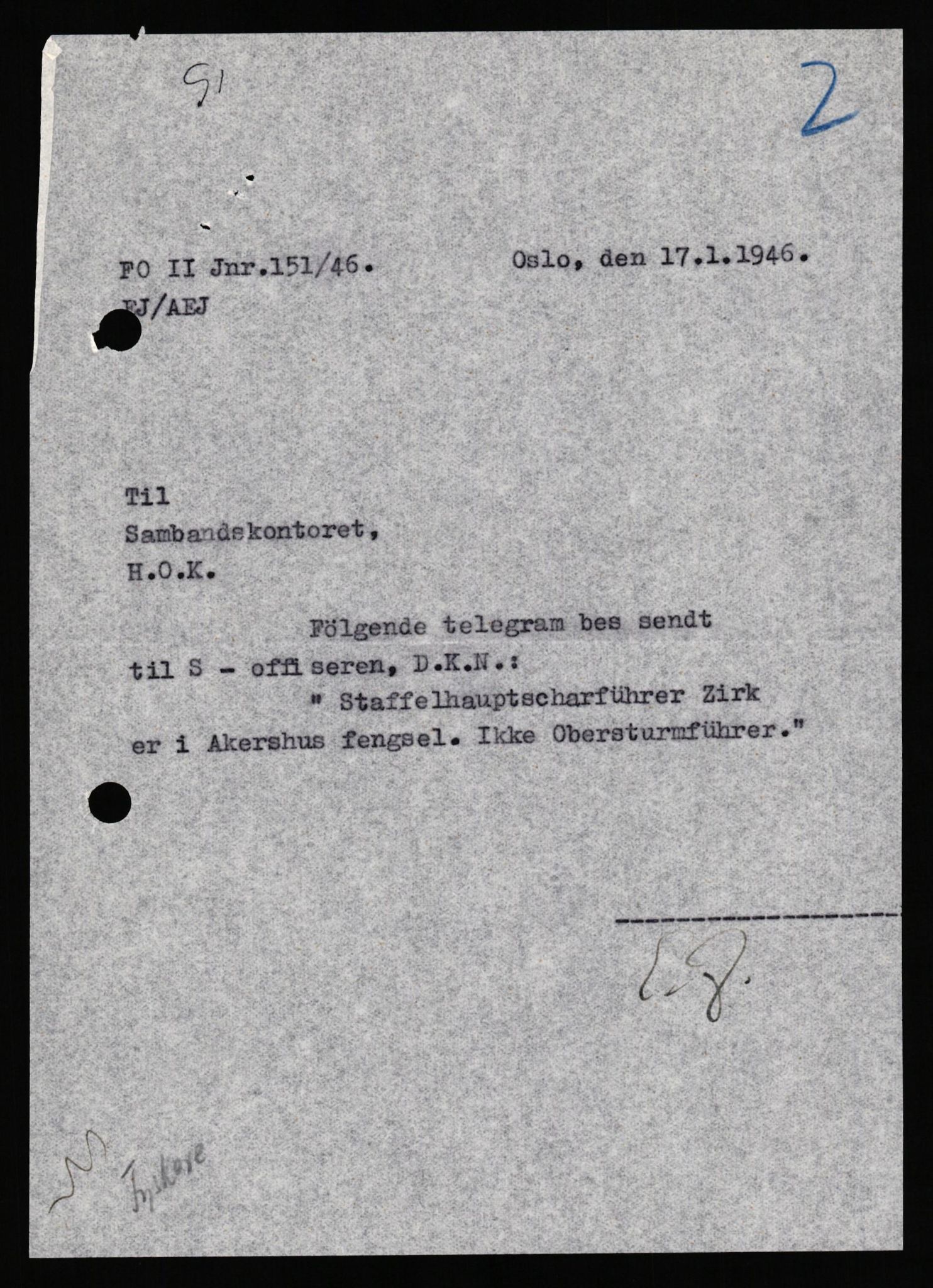 Forsvaret, Forsvarets overkommando II, AV/RA-RAFA-3915/D/Db/L0037: CI Questionaires. Tyske okkupasjonsstyrker i Norge. Tyskere., 1945-1946, s. 440