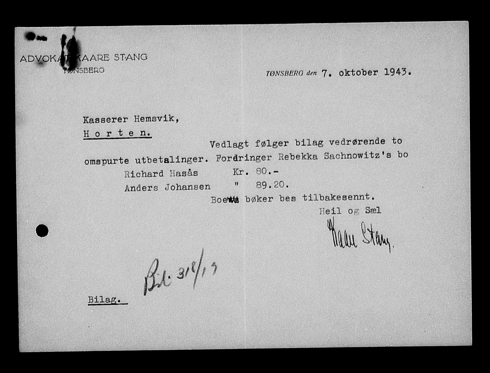Justisdepartementet, Tilbakeføringskontoret for inndratte formuer, AV/RA-S-1564/H/Hc/Hcd/L1005: --, 1945-1947, s. 152