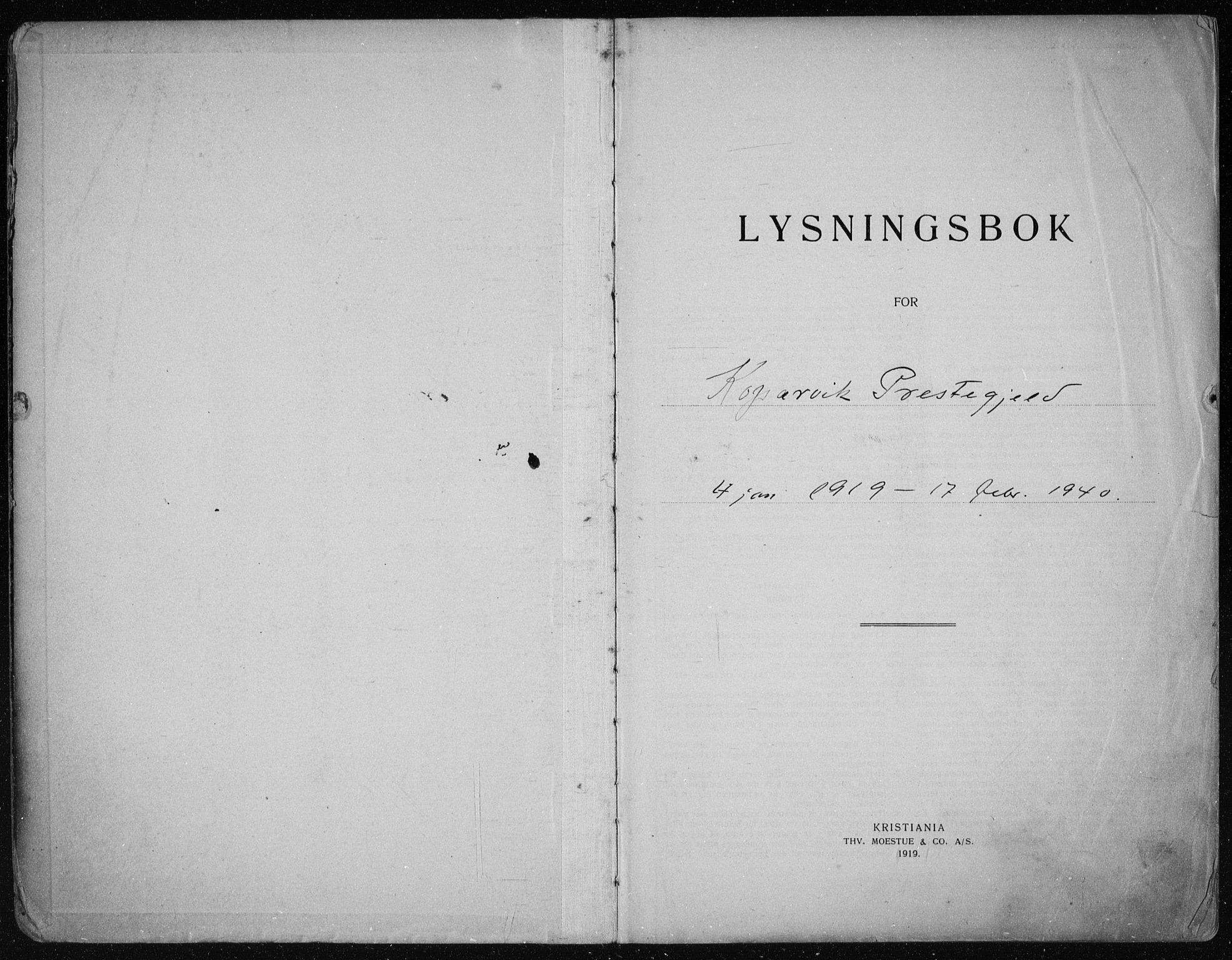 Kopervik sokneprestkontor, AV/SAST-A-101850/I/Ie/L0001: Lysningsprotokoll nr. 1, 1919-1940