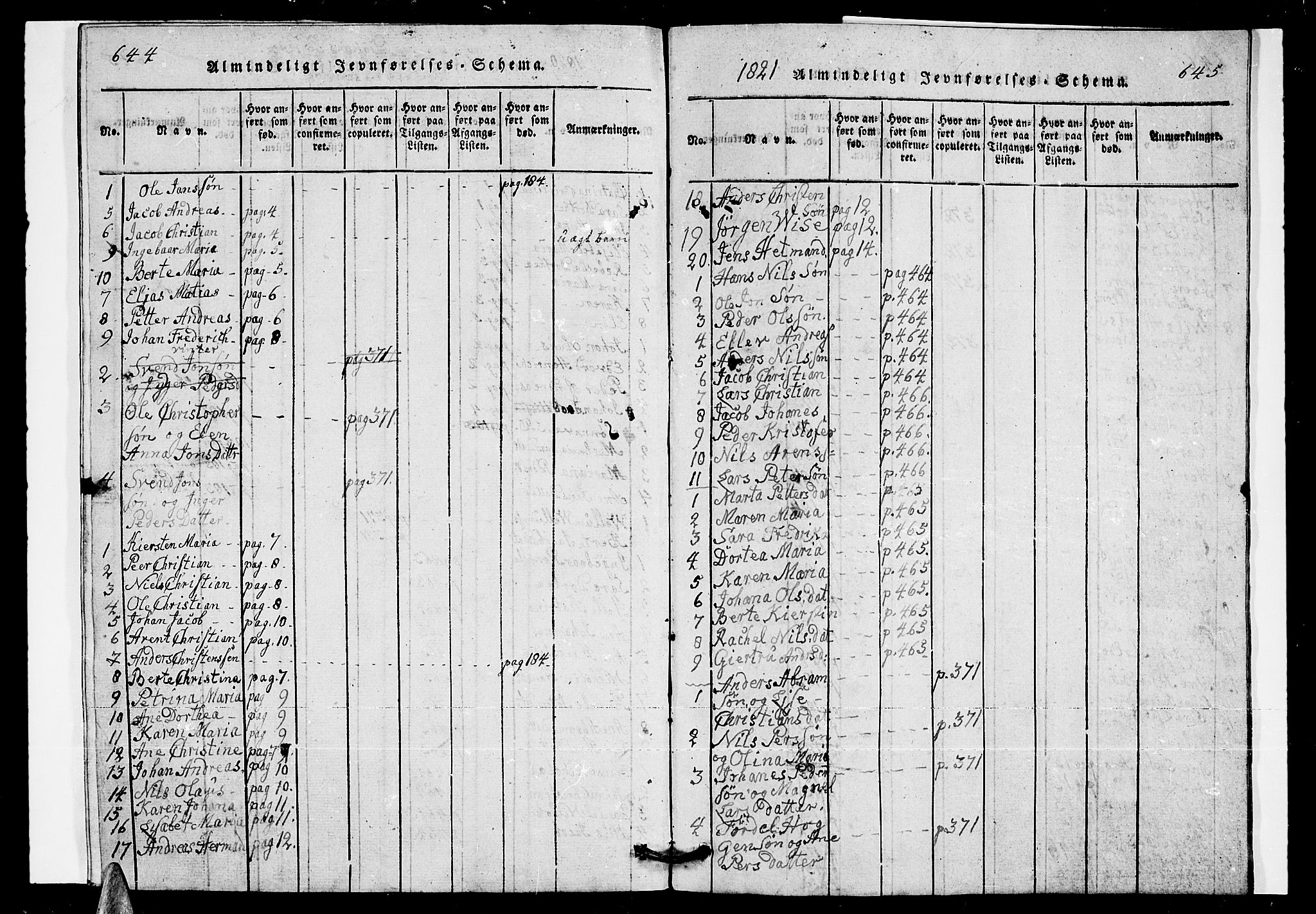 Ministerialprotokoller, klokkerbøker og fødselsregistre - Nordland, SAT/A-1459/835/L0529: Klokkerbok nr. 835C01, 1820-1828, s. 644-645