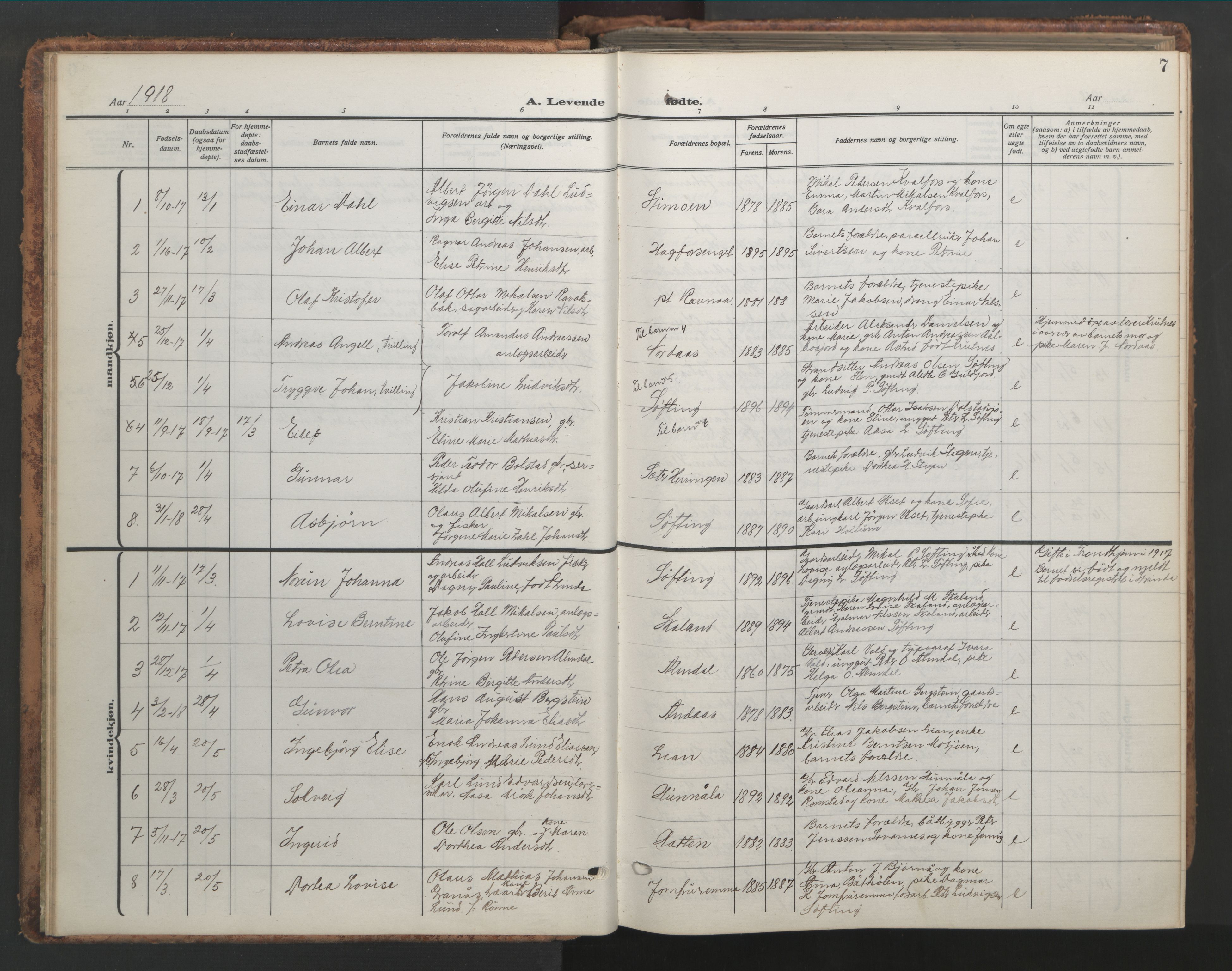 Ministerialprotokoller, klokkerbøker og fødselsregistre - Nordland, AV/SAT-A-1459/820/L0302: Klokkerbok nr. 820C04, 1917-1948, s. 7