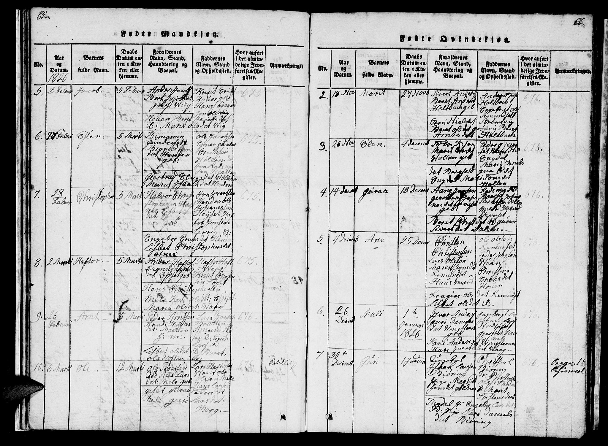 Ministerialprotokoller, klokkerbøker og fødselsregistre - Møre og Romsdal, AV/SAT-A-1454/578/L0908: Klokkerbok nr. 578C01, 1819-1837, s. 65-66