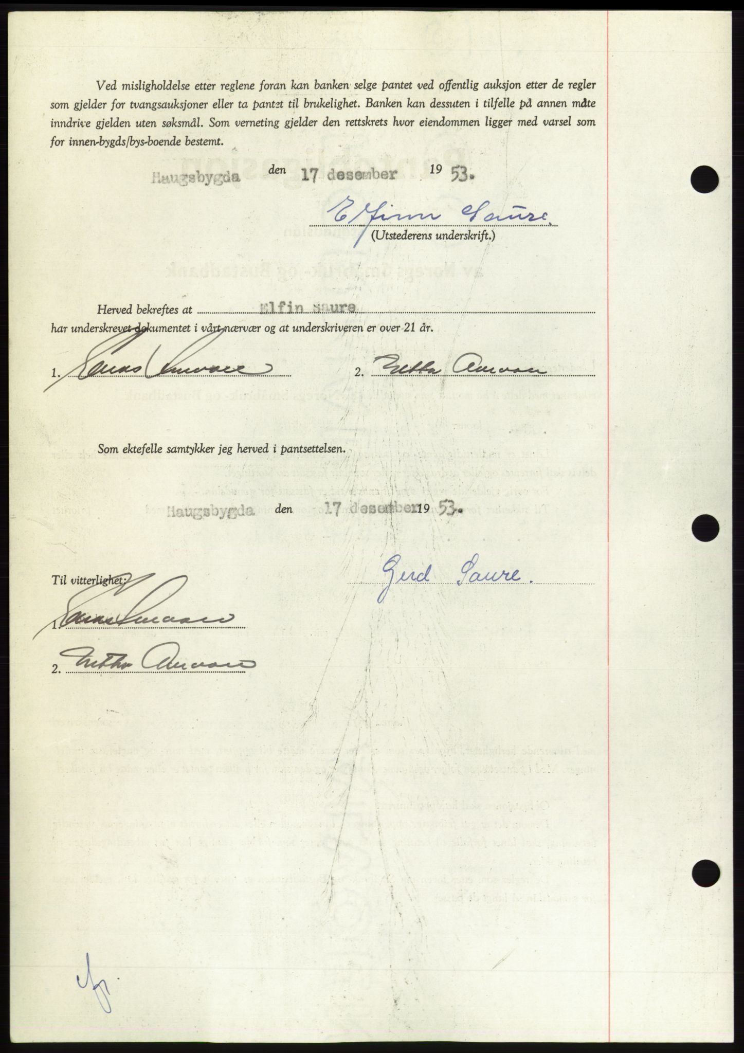 Søre Sunnmøre sorenskriveri, AV/SAT-A-4122/1/2/2C/L0124: Pantebok nr. 12B, 1953-1954, Dagboknr: 3216/1953