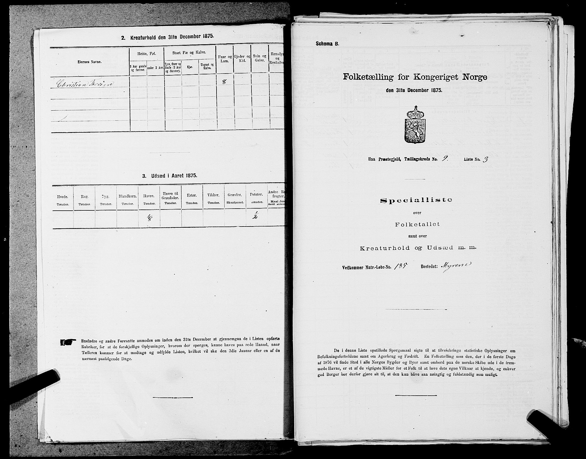 SAST, Folketelling 1875 for 1119P Hå prestegjeld, 1875, s. 960