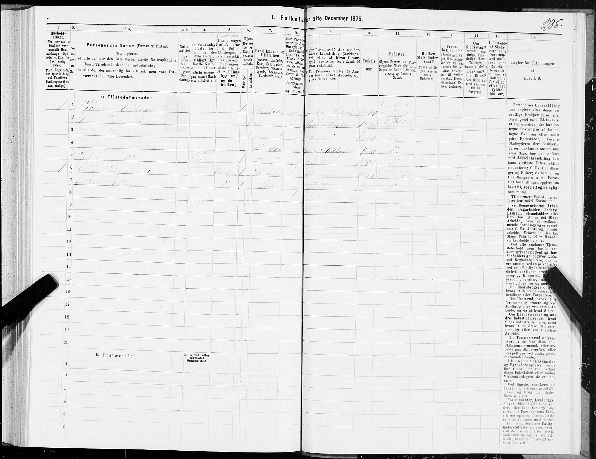 SAT, Folketelling 1875 for 1814P Brønnøy prestegjeld, 1875, s. 2285