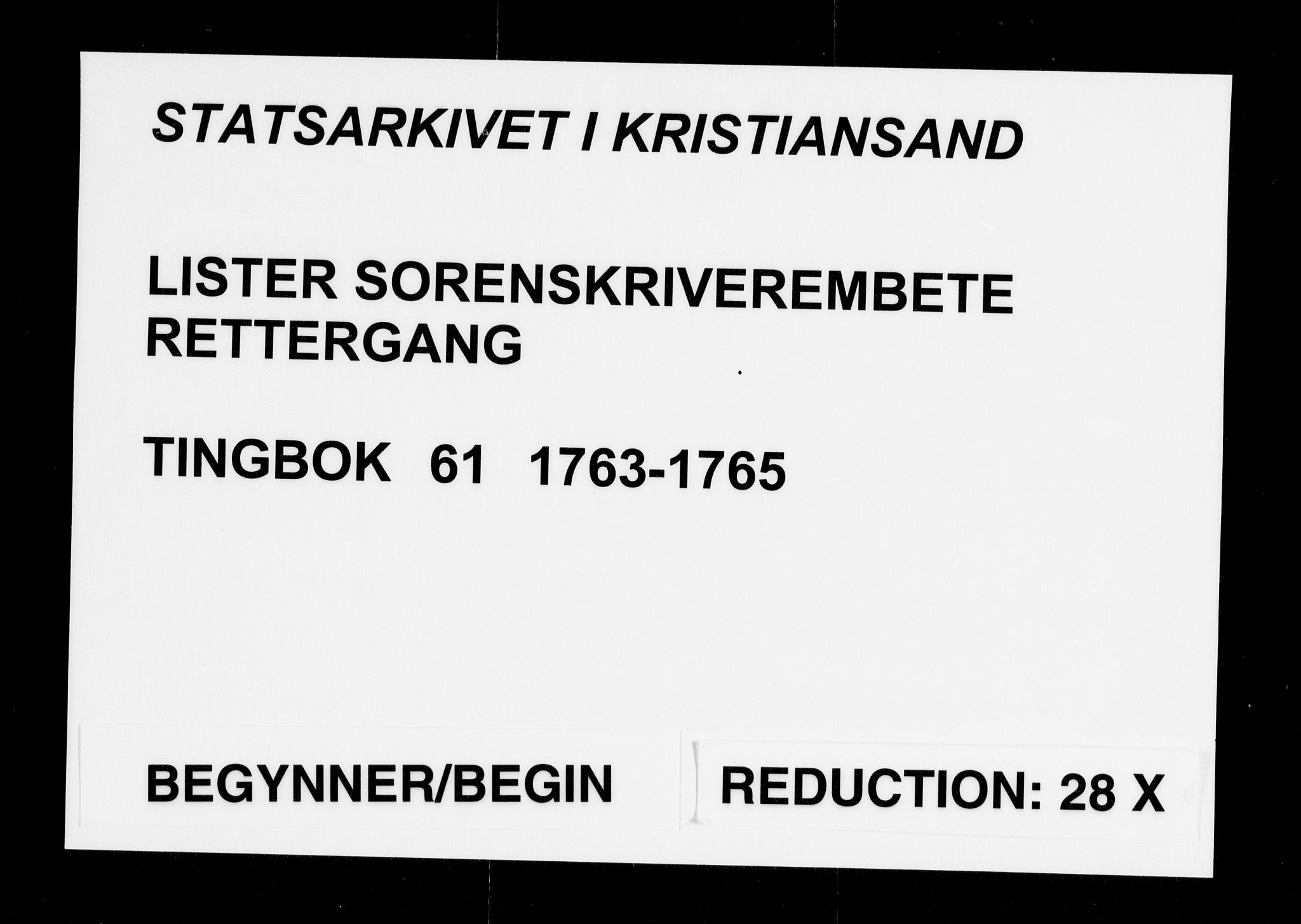 Lister sorenskriveri, SAK/1221-0003/F/Fa/L0061: Tingbok nr 61, 1763-1765