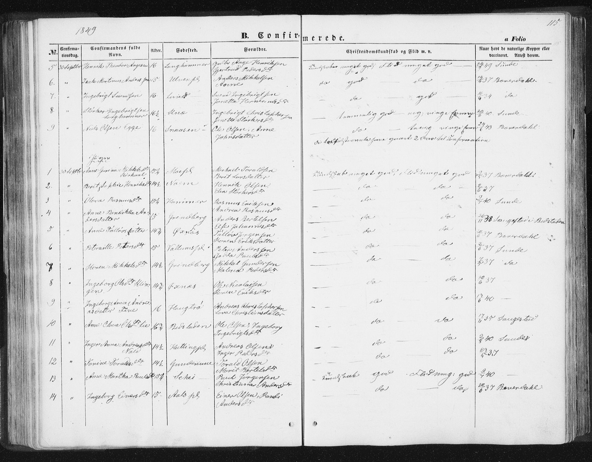 Ministerialprotokoller, klokkerbøker og fødselsregistre - Nord-Trøndelag, SAT/A-1458/746/L0446: Ministerialbok nr. 746A05, 1846-1859, s. 115