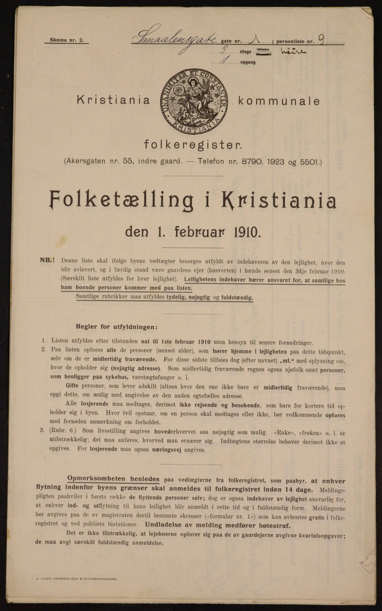 OBA, Kommunal folketelling 1.2.1910 for Kristiania, 1910, s. 93126