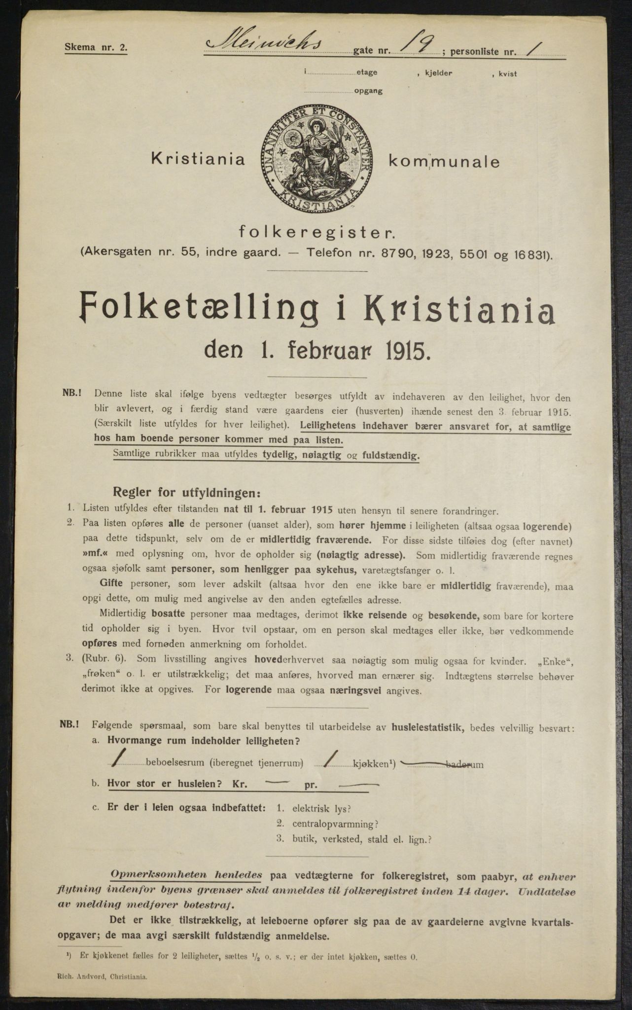 OBA, Kommunal folketelling 1.2.1915 for Kristiania, 1915, s. 1282