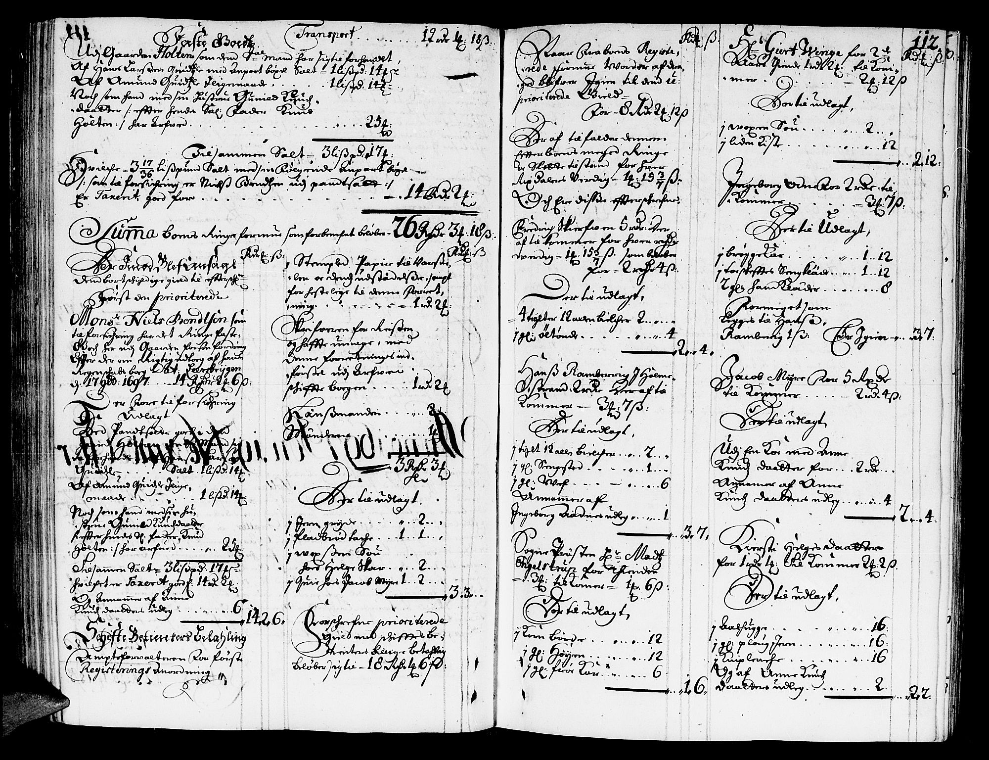 Nordre Jarlsberg sorenskriveri, AV/SAKO-A-80/H/Hc/L0004: Skifteprotokoll, 1696-1701, s. 111b-112a