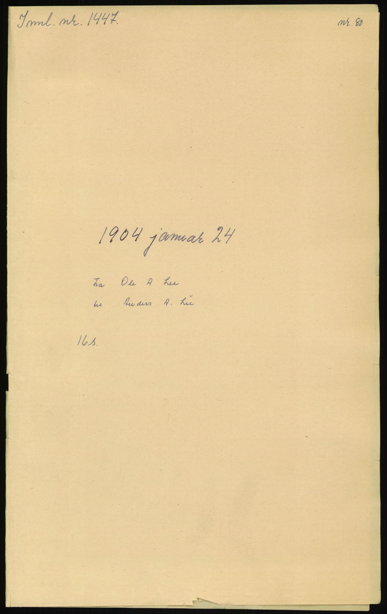 Samlinger til kildeutgivelse, Amerikabrevene, AV/RA-EA-4057/F/L0013: Innlån fra Oppland: Lie (brevnr 79-115) - Nordrum, 1838-1914, s. 13