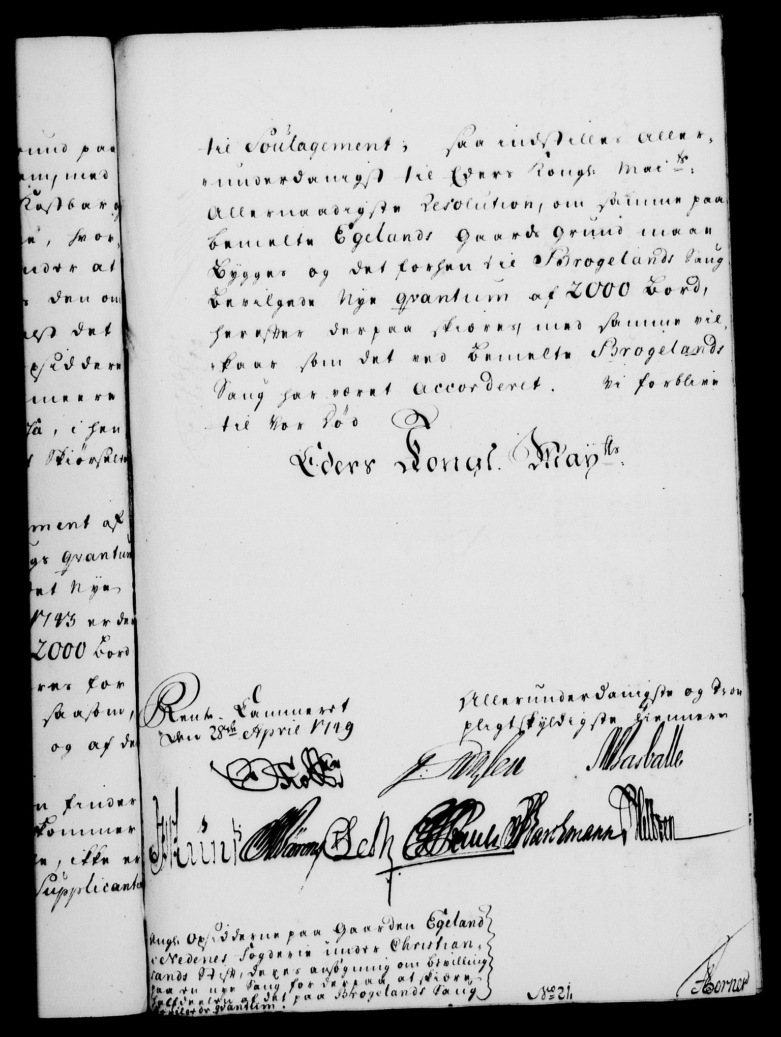Rentekammeret, Kammerkanselliet, RA/EA-3111/G/Gf/Gfa/L0031: Norsk relasjons- og resolusjonsprotokoll (merket RK 52.31), 1749, s. 282