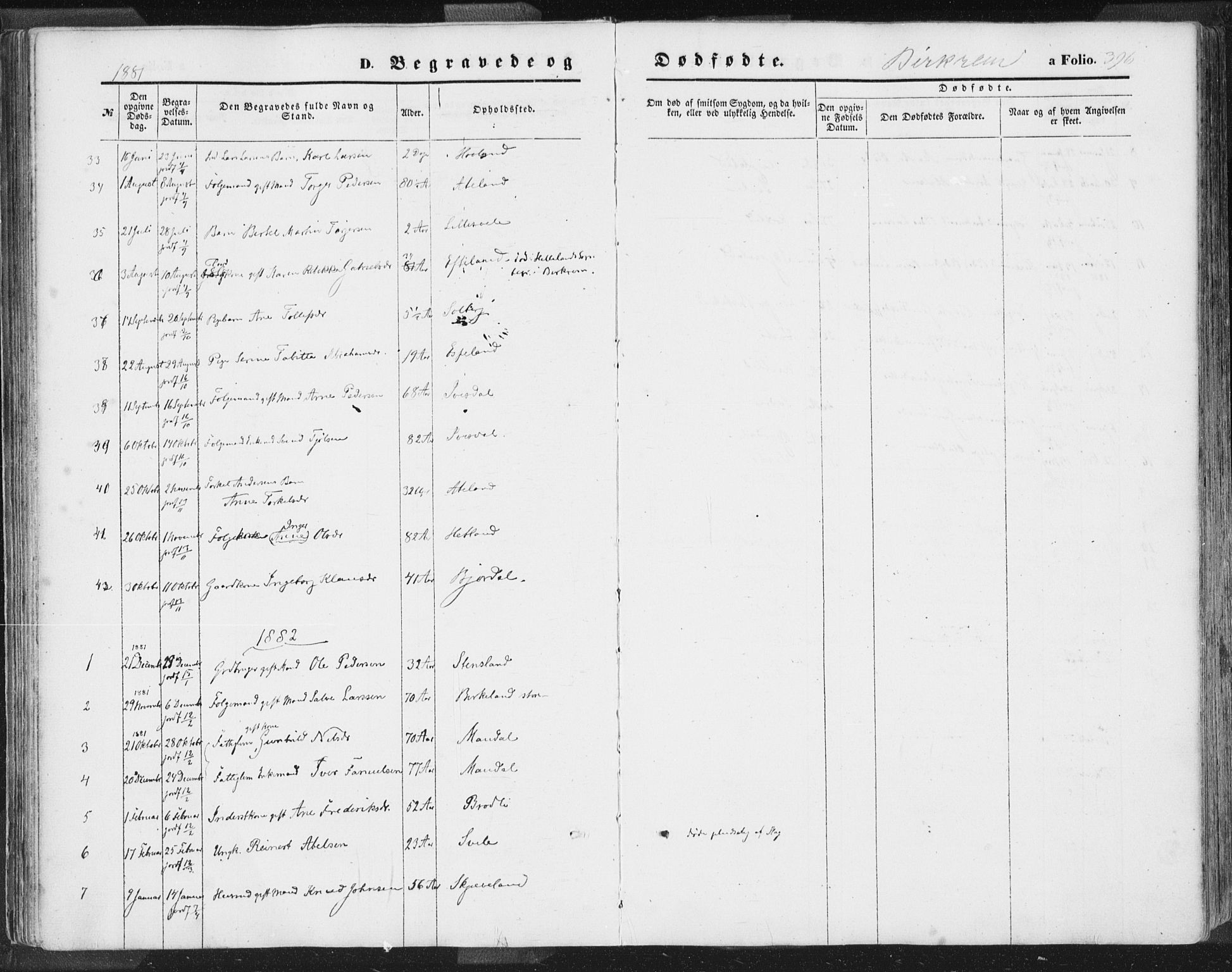 Helleland sokneprestkontor, SAST/A-101810: Ministerialbok nr. A 7.2, 1863-1886, s. 396